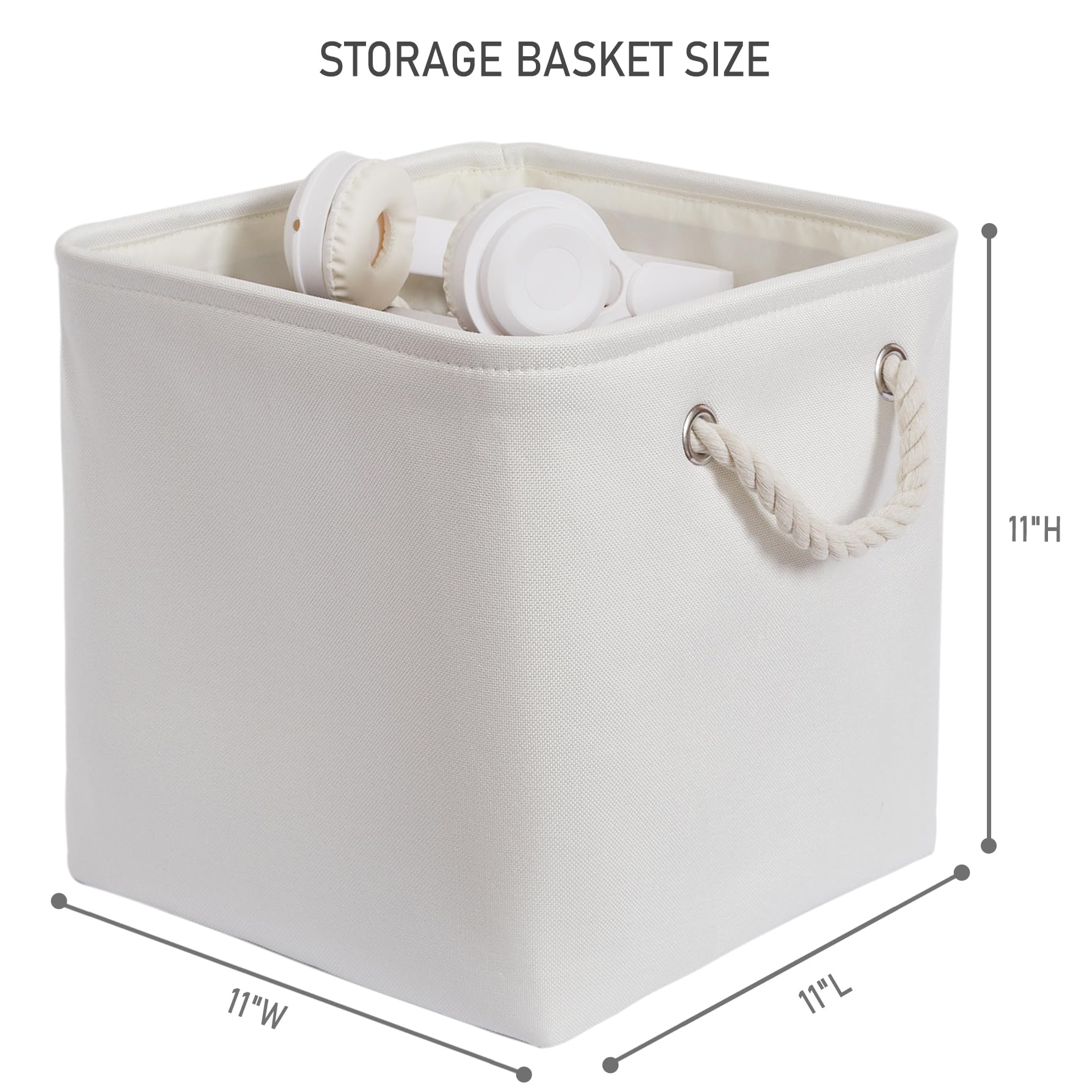 11 Inch 6 Pack Cube Storage Bins with Handles (6 Count)