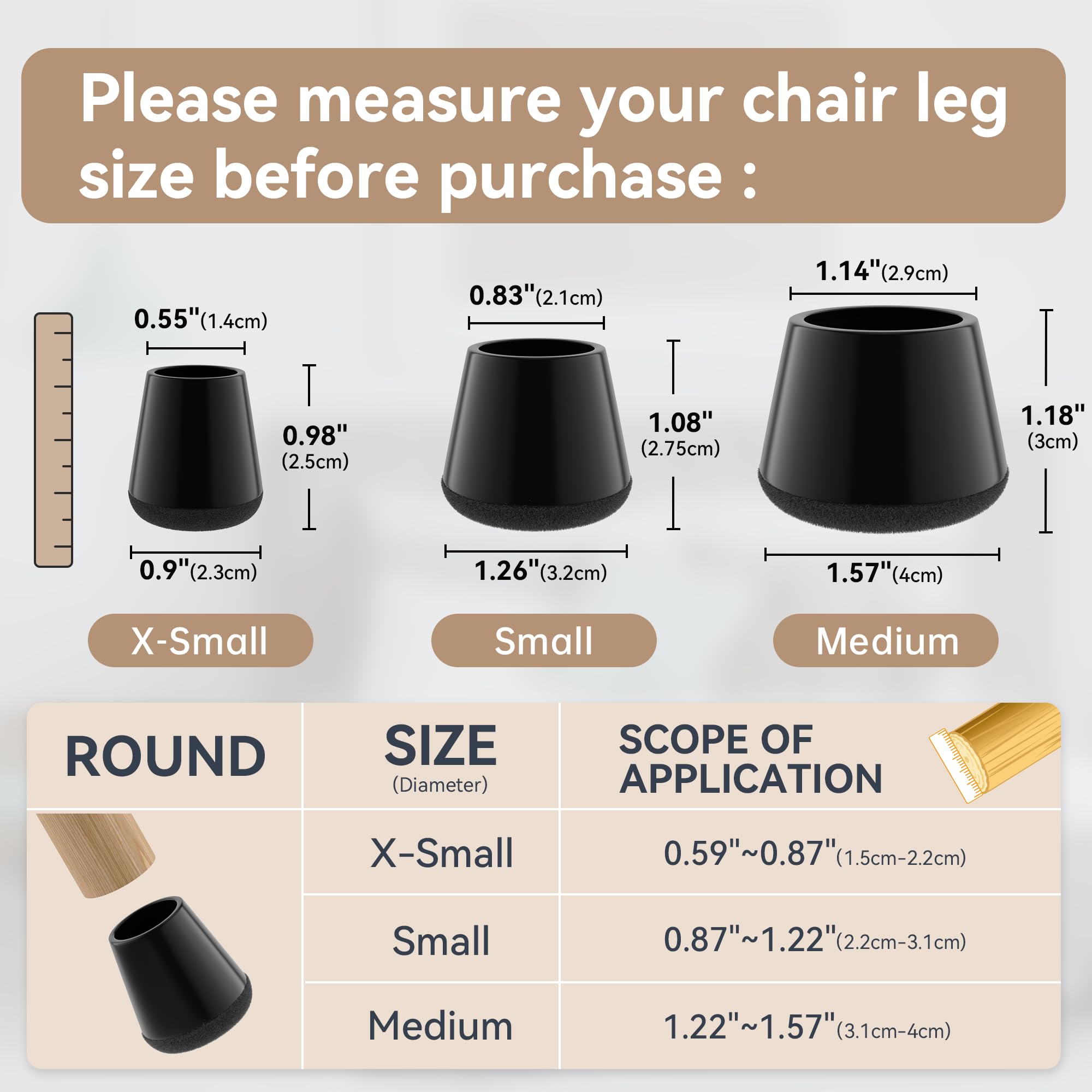 24PCS Upgraded Silicone Chair Leg Floor Protectors for Hardwood Floors (24 Count)