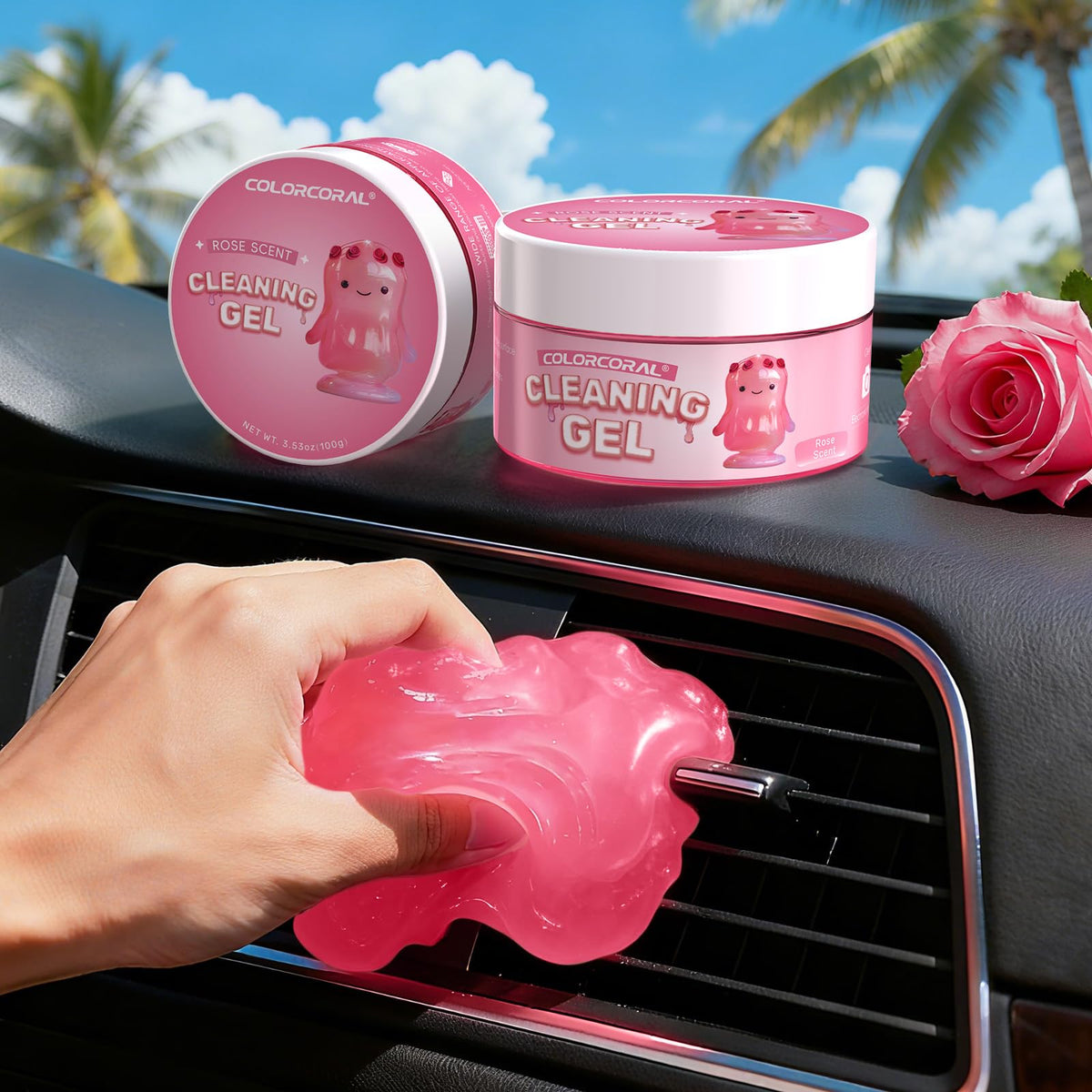 2Pack Car Cleaning Gel Reusable Detailing Kit Slime Cleaner Pink (2 Count)