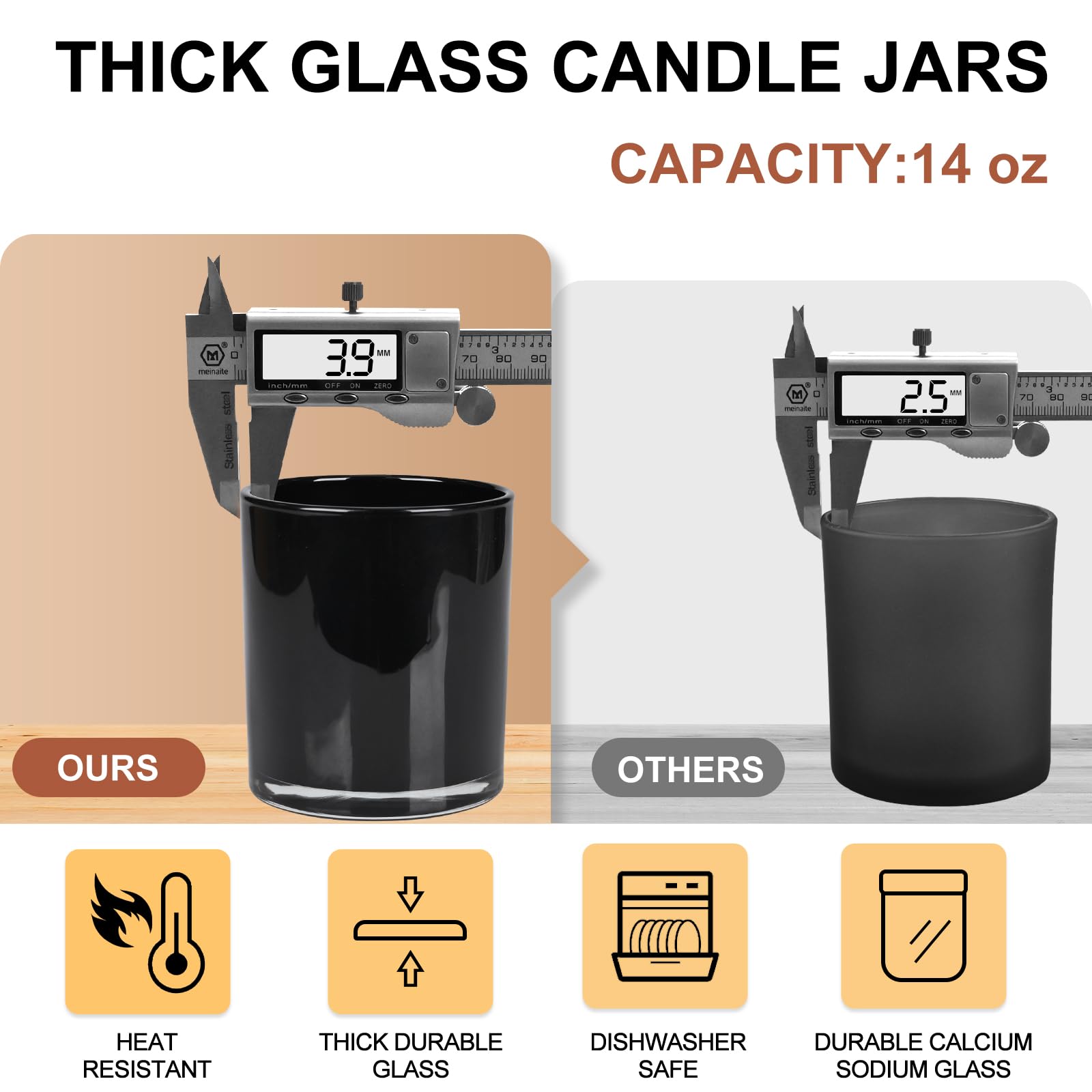 Thick Candle Jars for Making Candles 12 Pcs (12 Count)