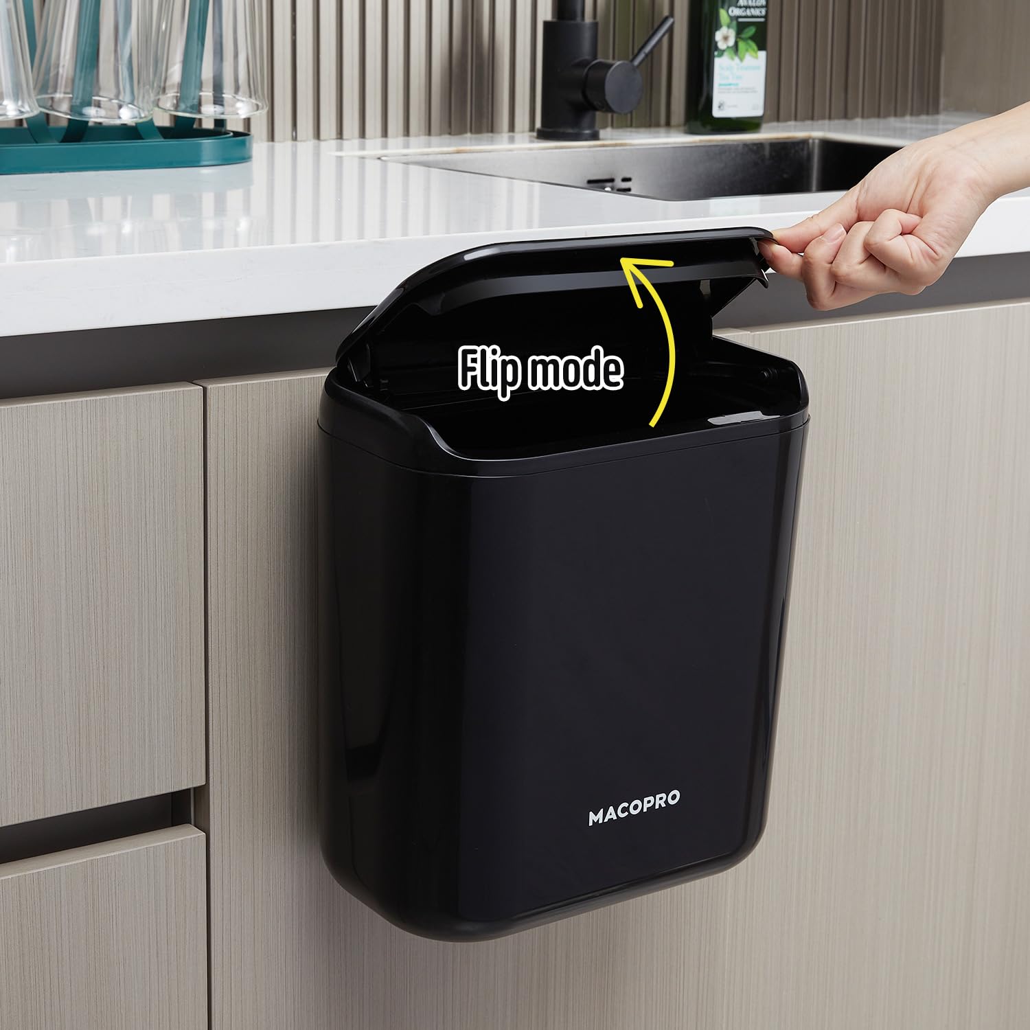 Compost Bin Hanging Trash Can with Lid Under Sink for Kitchen (337.92 Fl Oz)