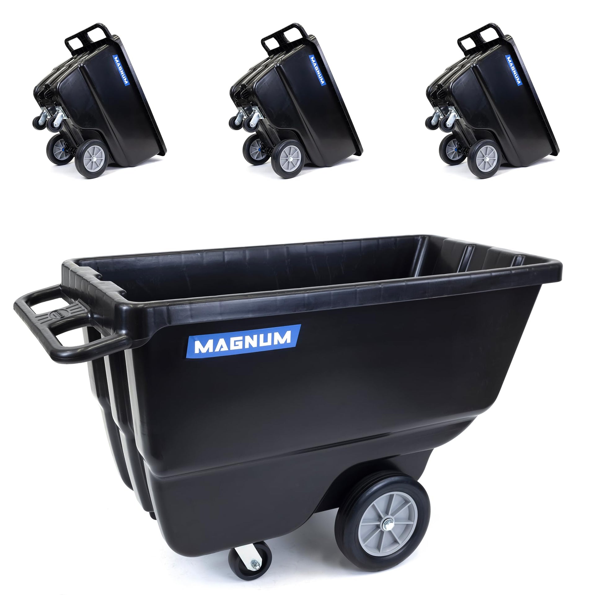 Tilt Truck, 1/2 Cu. Yd. Capacity Dump Cart with Heavy Duty 12” Wheels & 5” Casters for Handling, Transporting on Construction Jobsites, 750 lbs, Trash Cart with Wheels DUC12A-04PK (4-Pack) (4 Count)