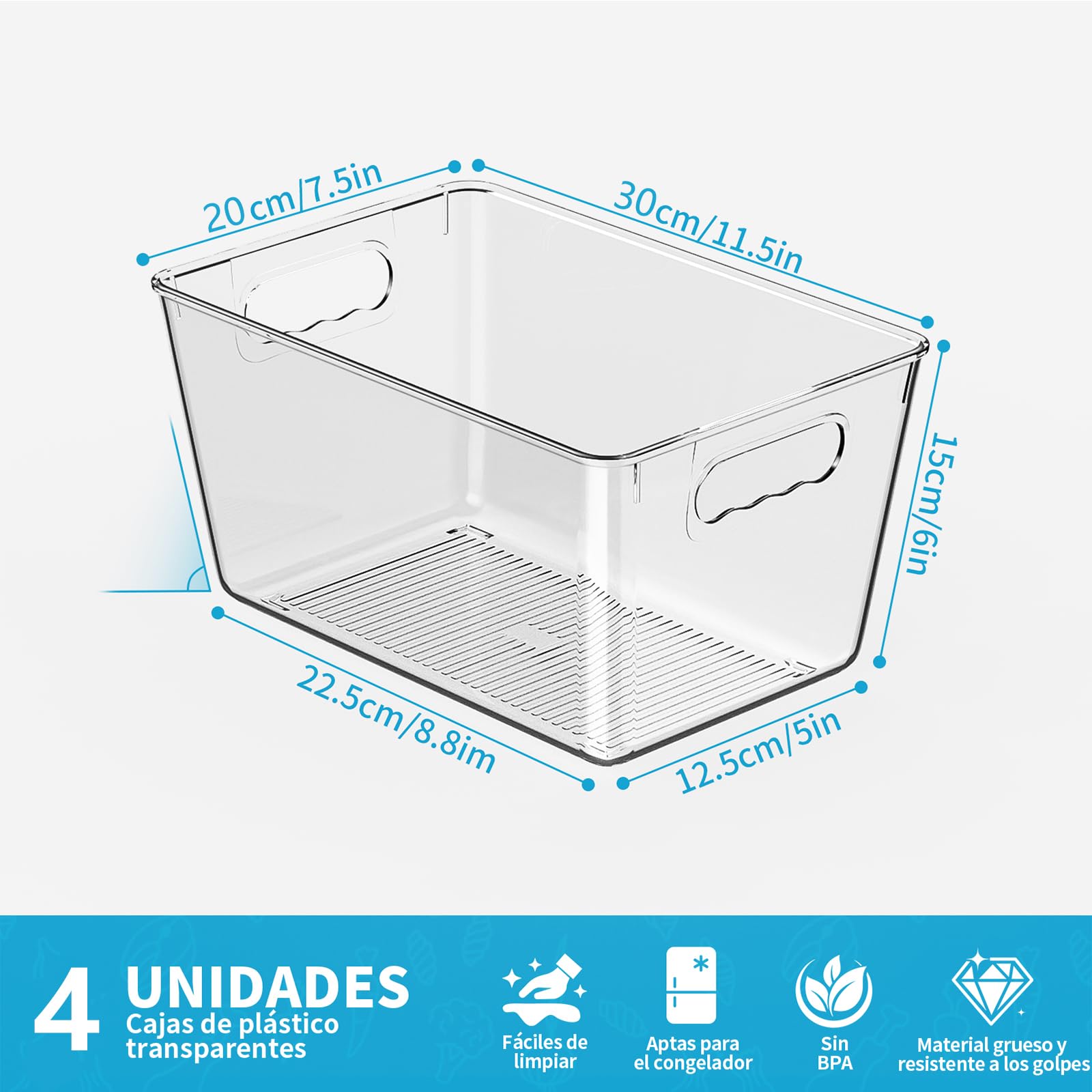 Clear Fridge Organizer Bins with Handles