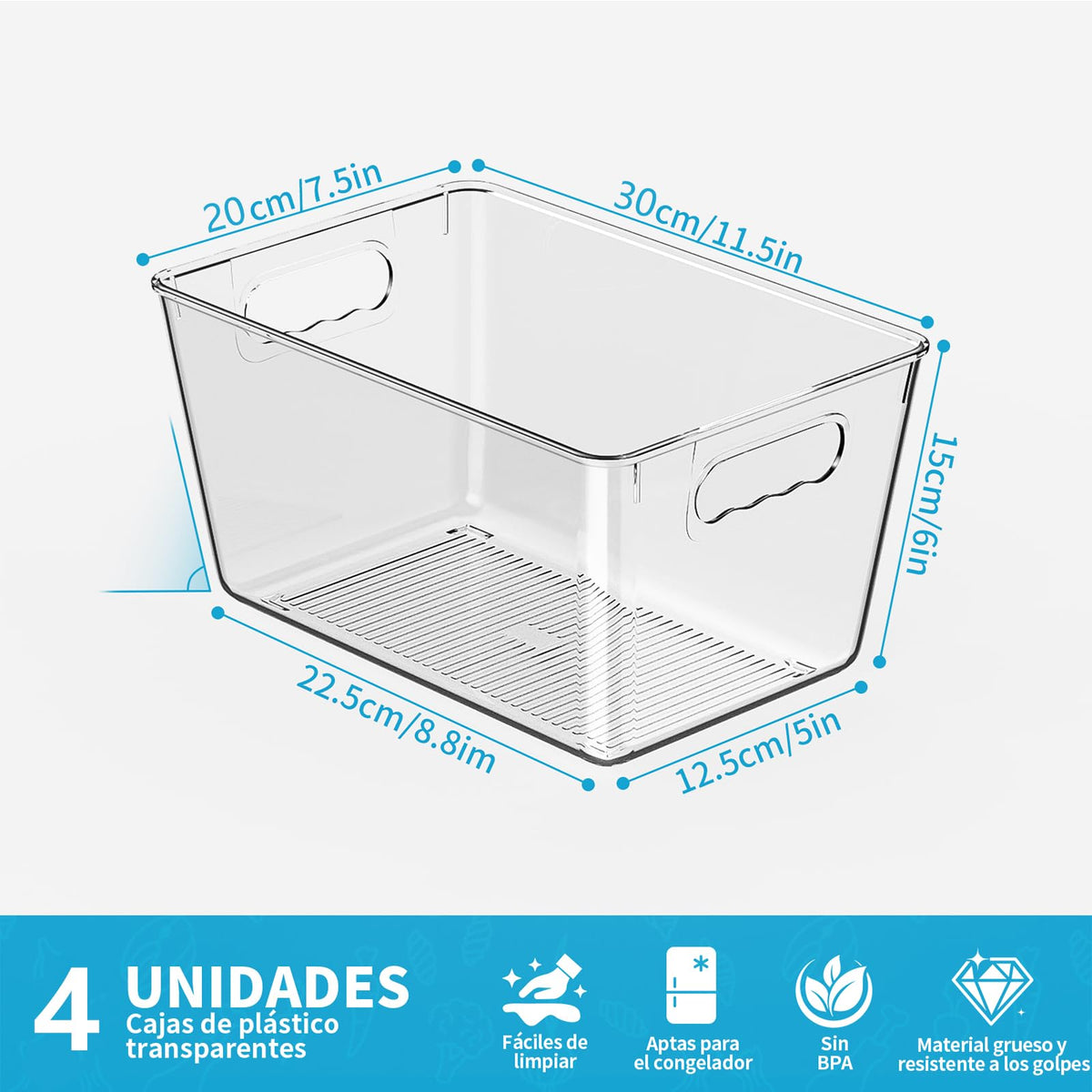 Clear Fridge Organizer Bins with Handles