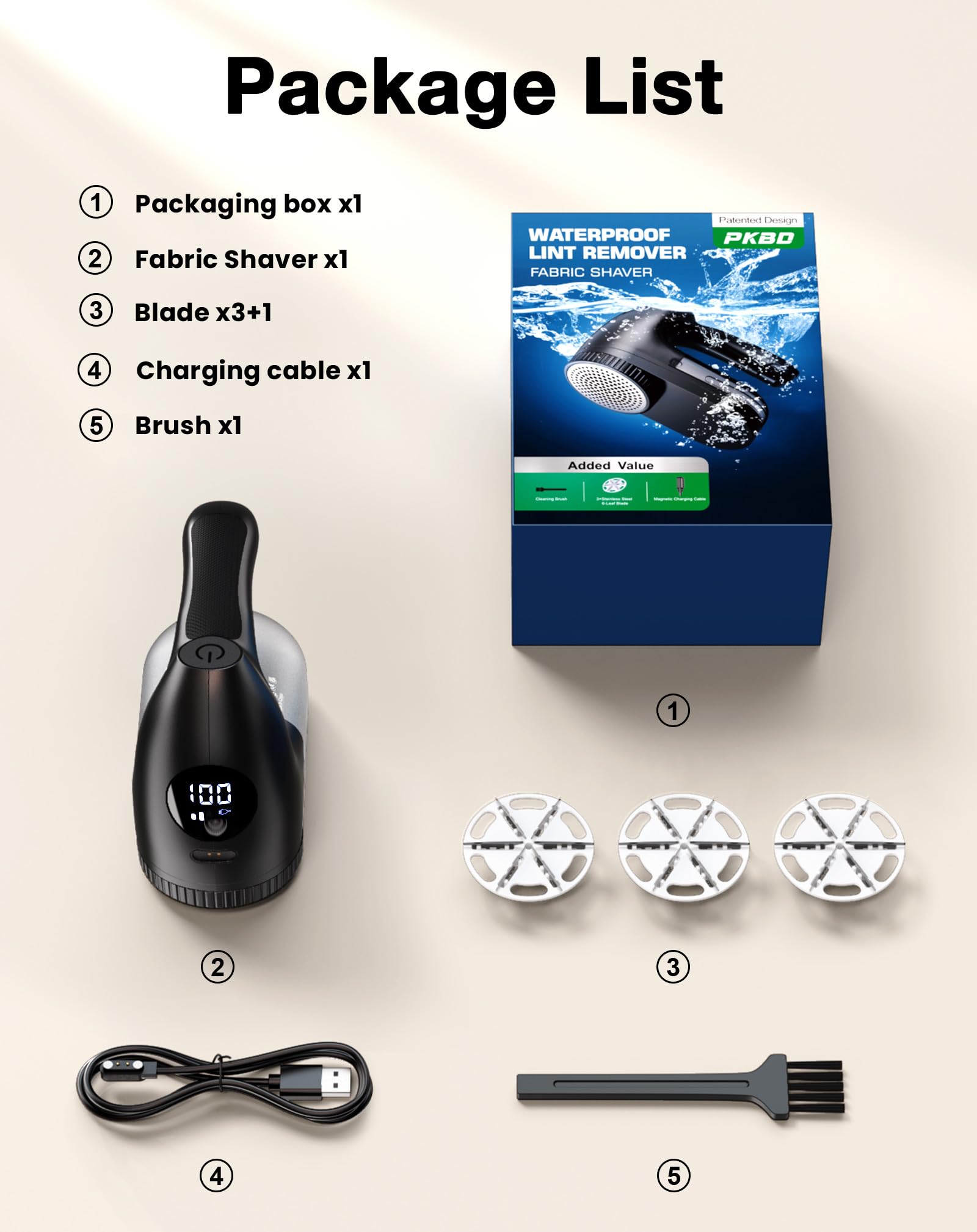 IPX6 Waterproof Washable Electric Fabric Shaver and Lint Remover