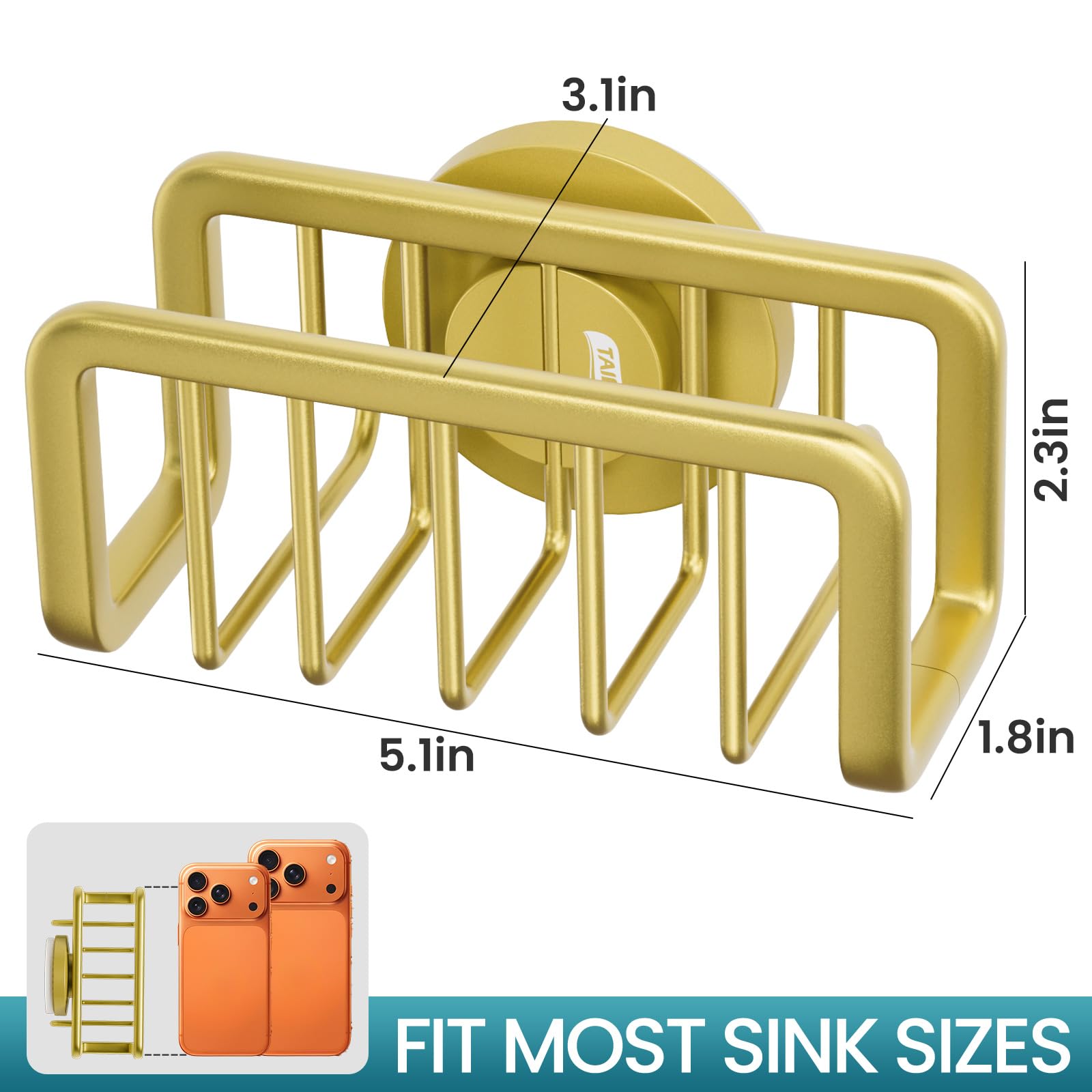 Rustproof Sponge Holder for Kitchen Sink with Suction Cup
