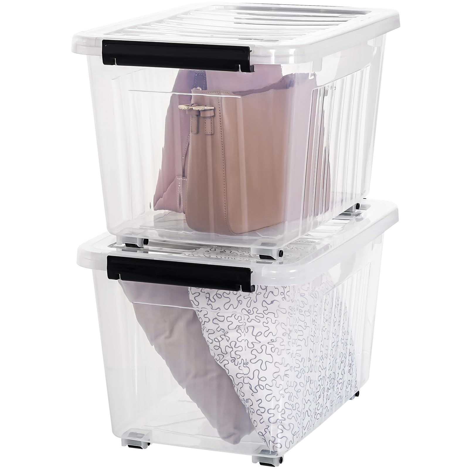 54 Quart Large Clear Plastic Storage Bins with Lids 4 (2 Count)