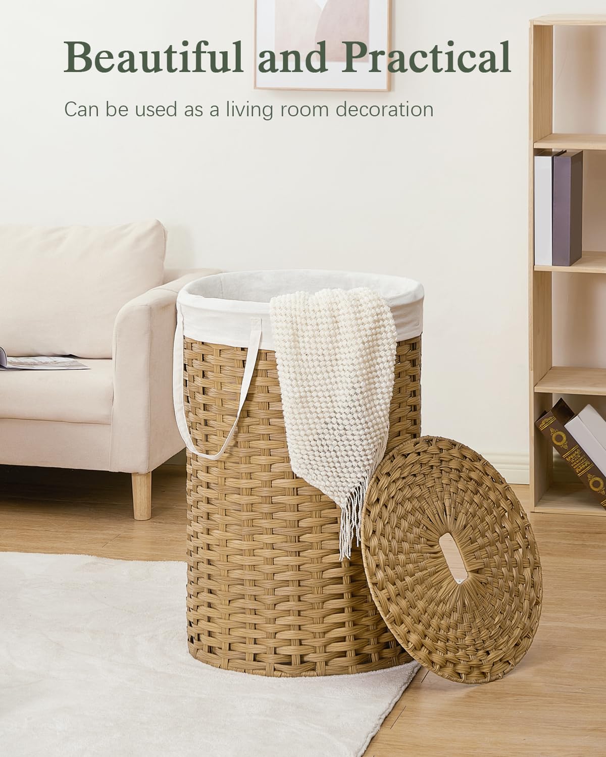 Large Laundry Hamper Laundry Basket Round 34.3 Gal PE