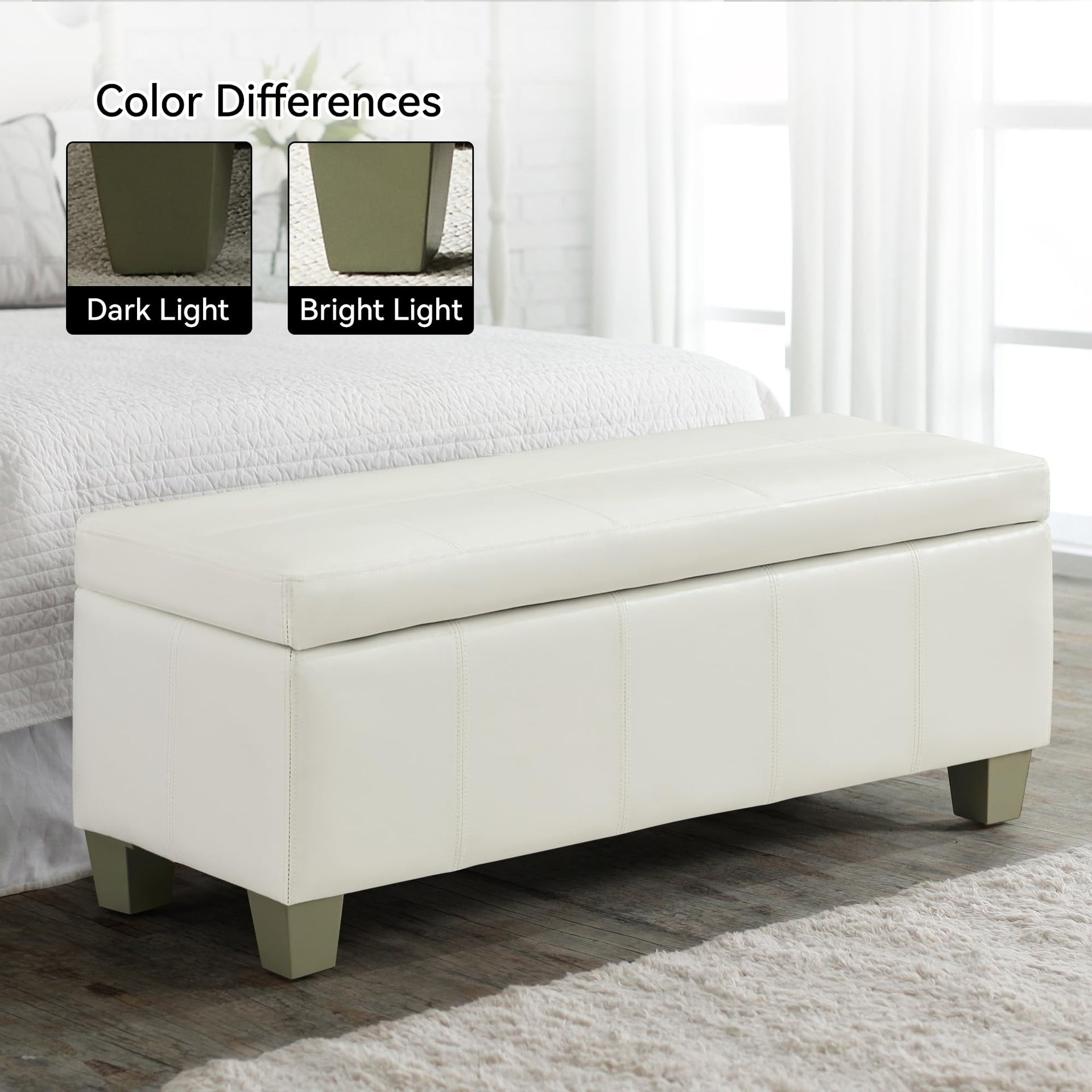 51" Faux Leather Storage Ottoman