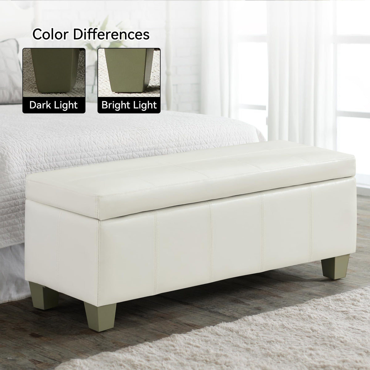 51" Faux Leather Storage Ottoman