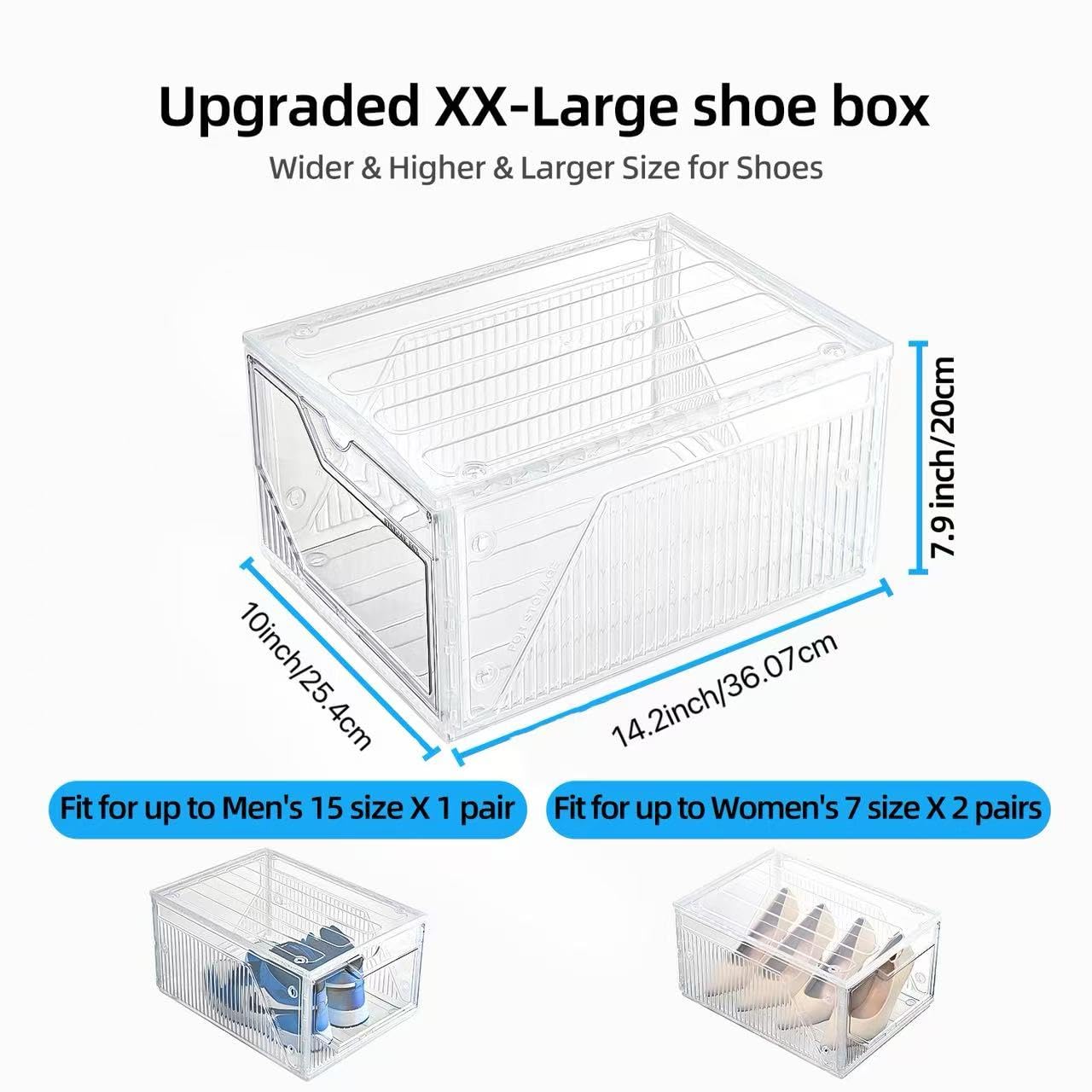 Large Shoe Boxes Clear Plastic Stackable