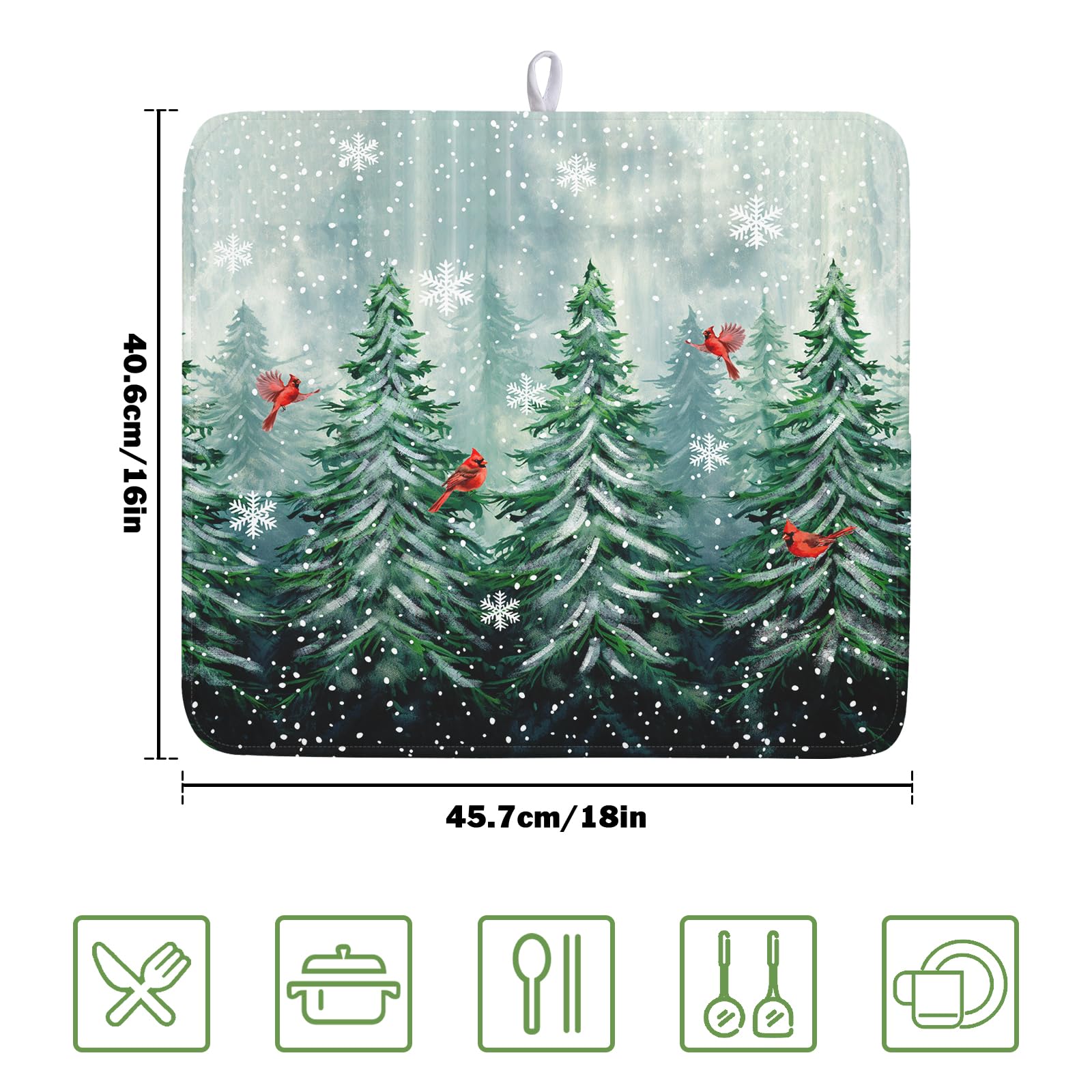 Welcome Winter Pines Tree Dish Drying Mat