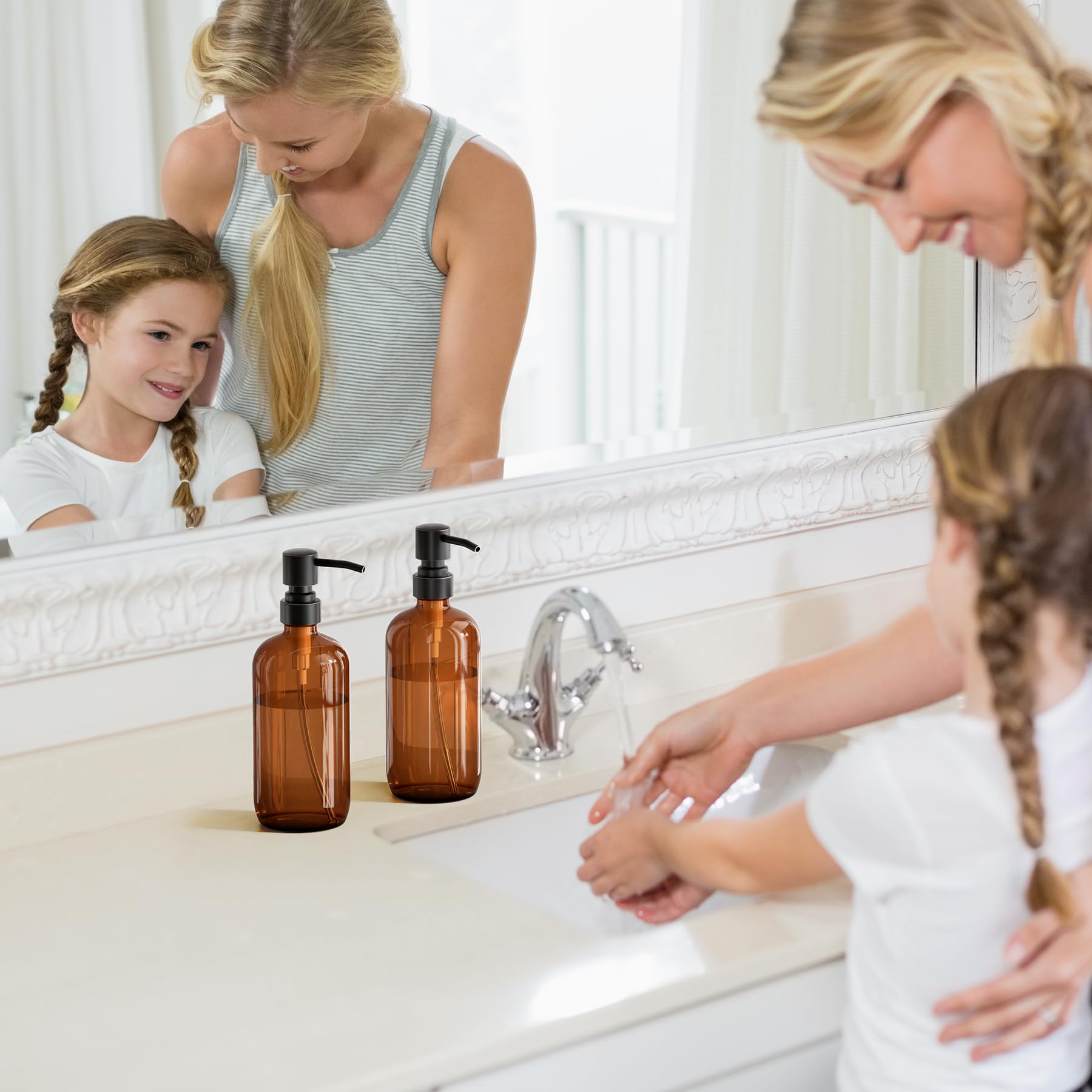 Amber Glass Soap Dispensers (2 Count)