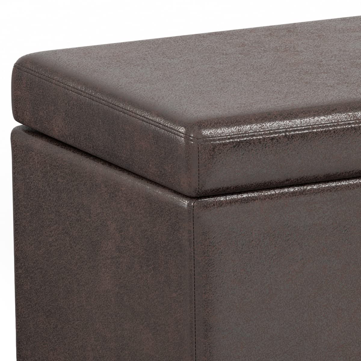 Avalon 54" Wide Vegan Leather Storage Ottoman in Brown