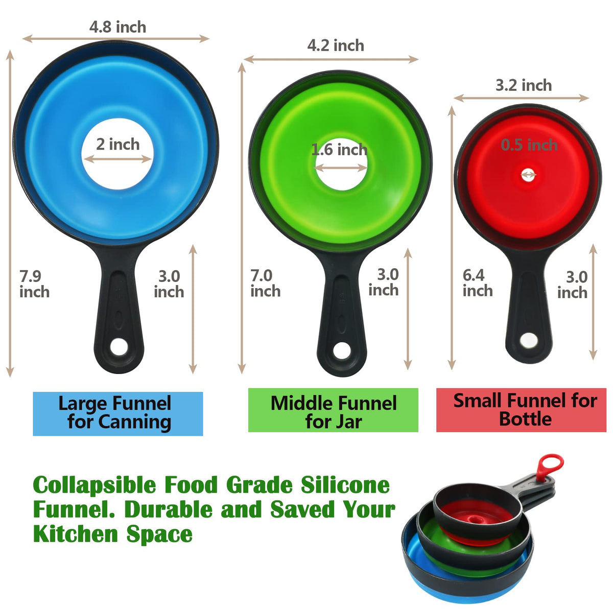 Canning Funnel for Wide and Regular Jars (3 Count)