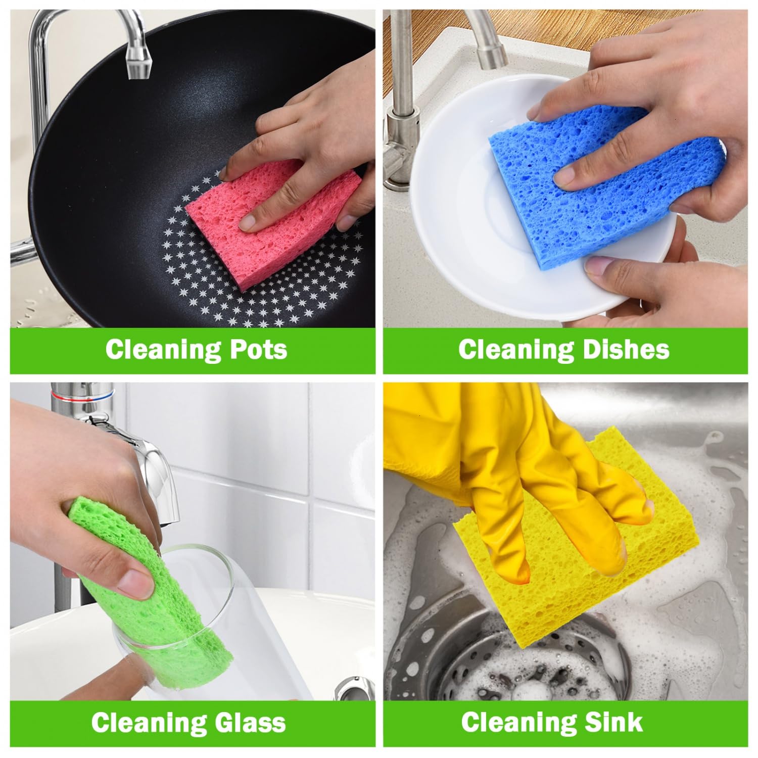 24 Pack Kitchen Sponges Natural Cellulose Compressed Sponges for Cleaning Reusable Dish Sponge Kitchen Non (24 Count)