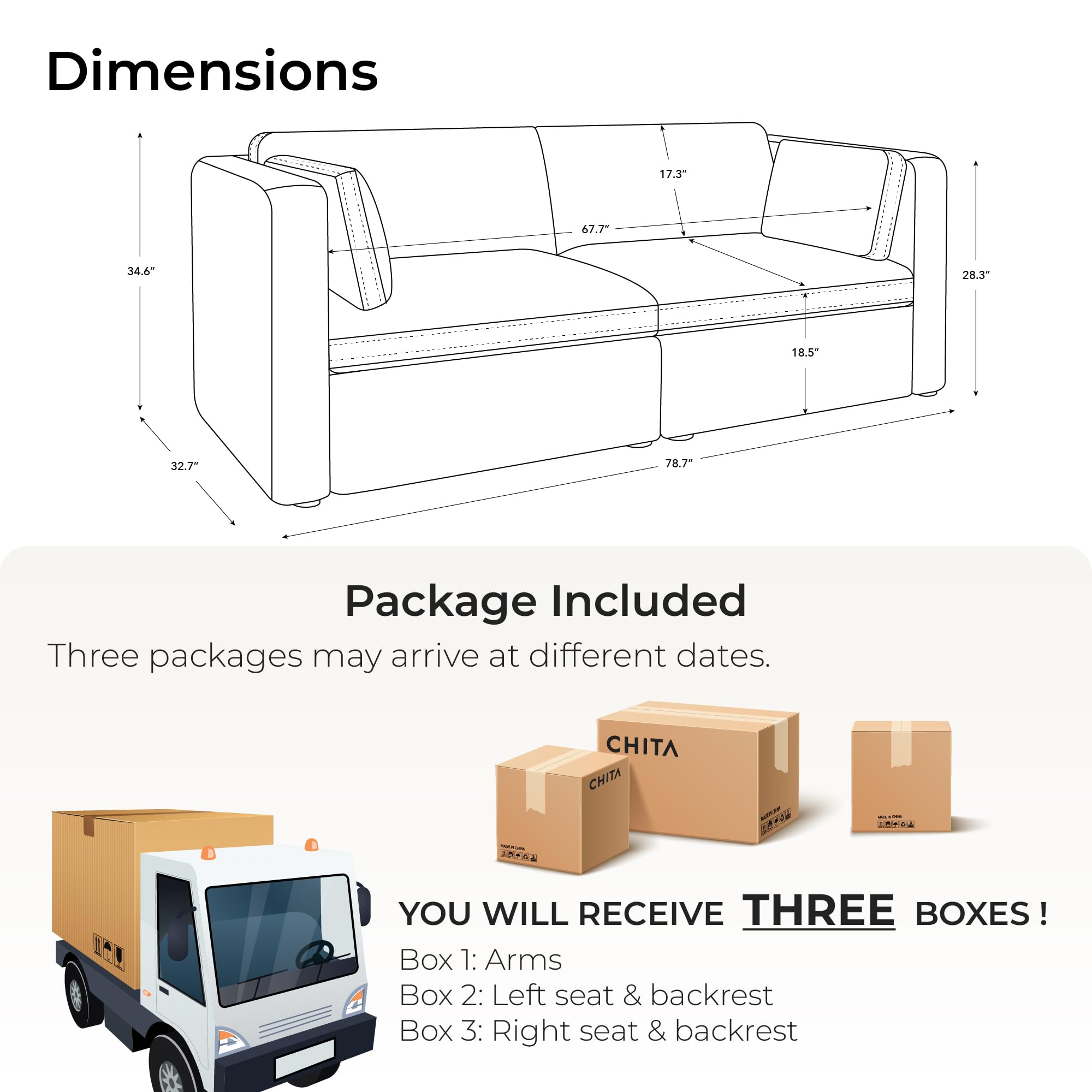 78" Modular Sectional Sofa