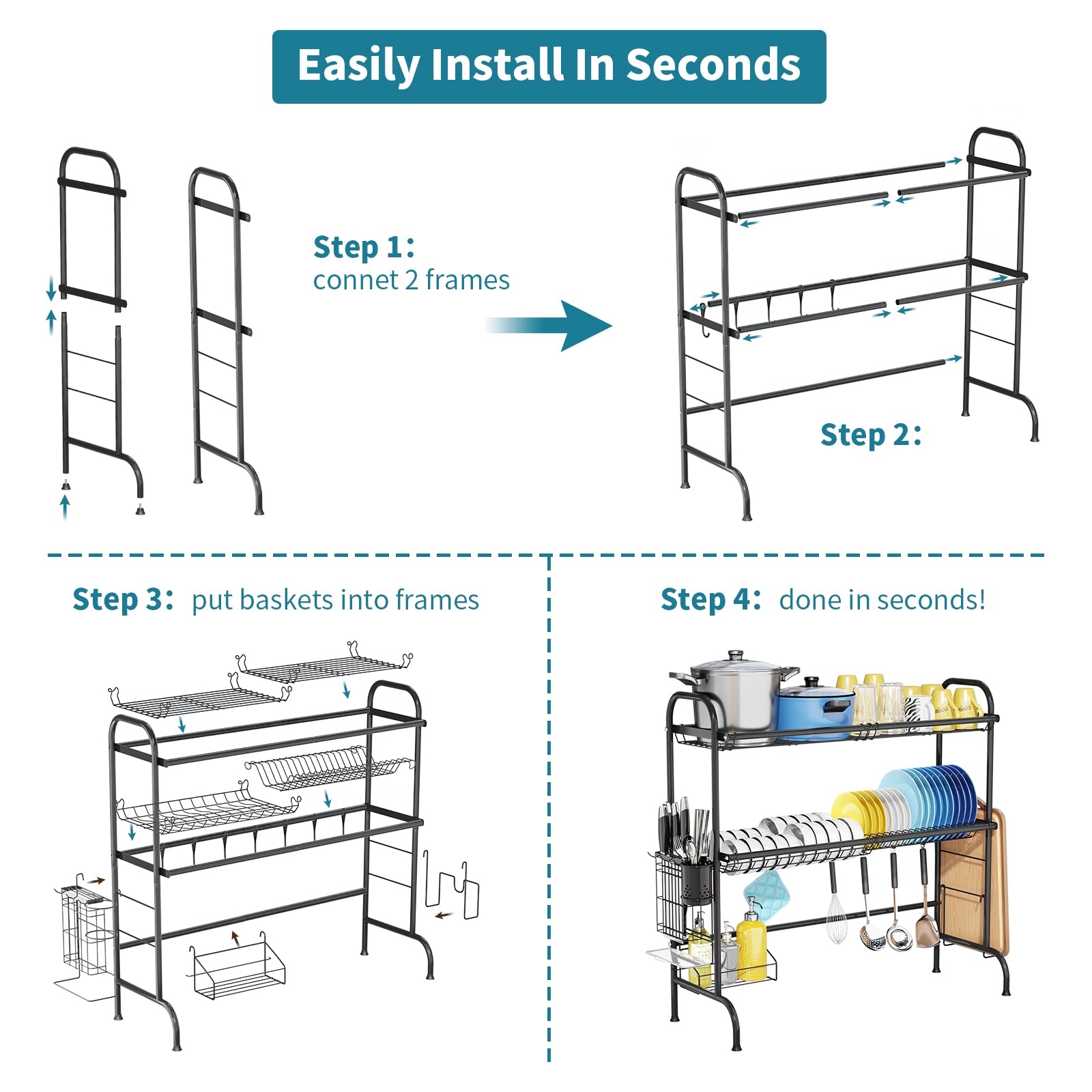 3 Tier Over The Sink Dish Drying Rack