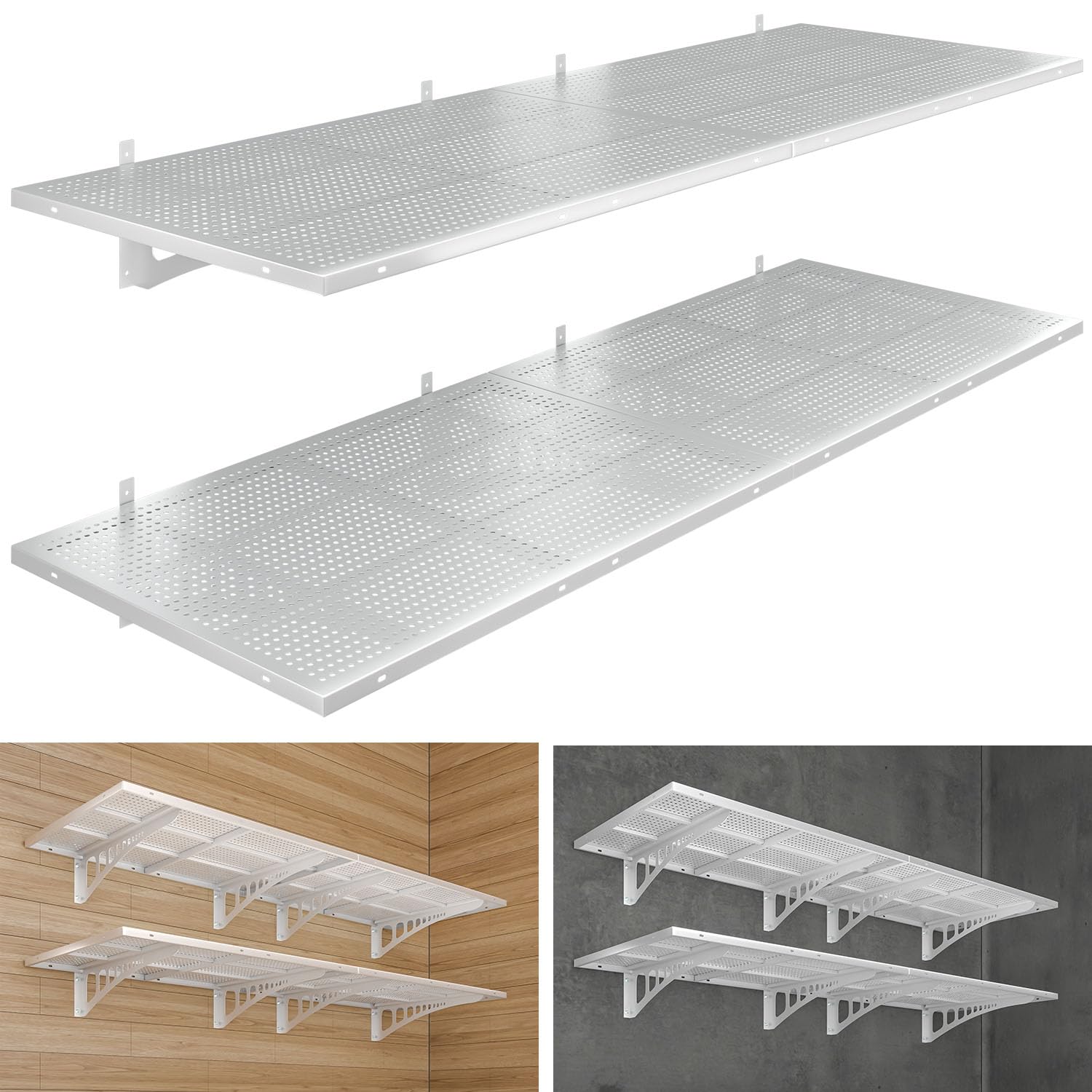 4 Pack 2x3ft Heavy Duty Garag e Wall Shelving (24 System)