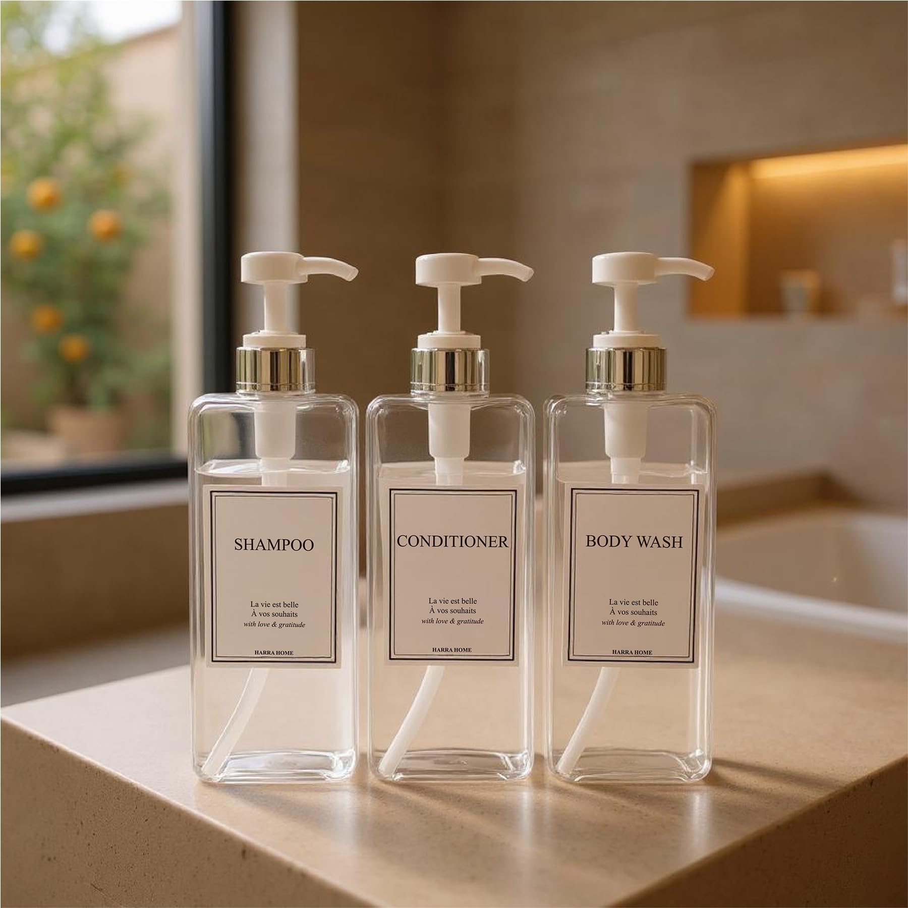 Modern Design Shampoo and Conditioner Dispenser (3 Count)