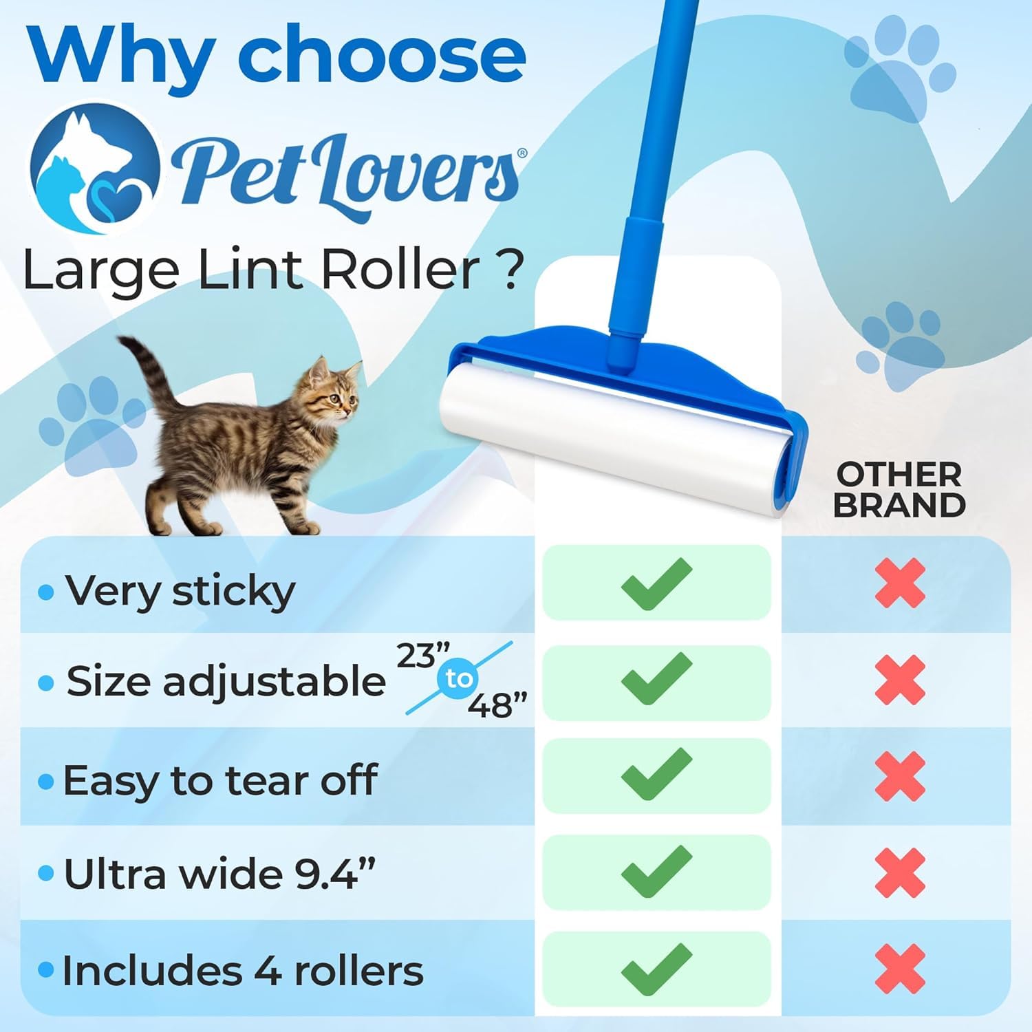 Large Lint Roller with 3 Refills