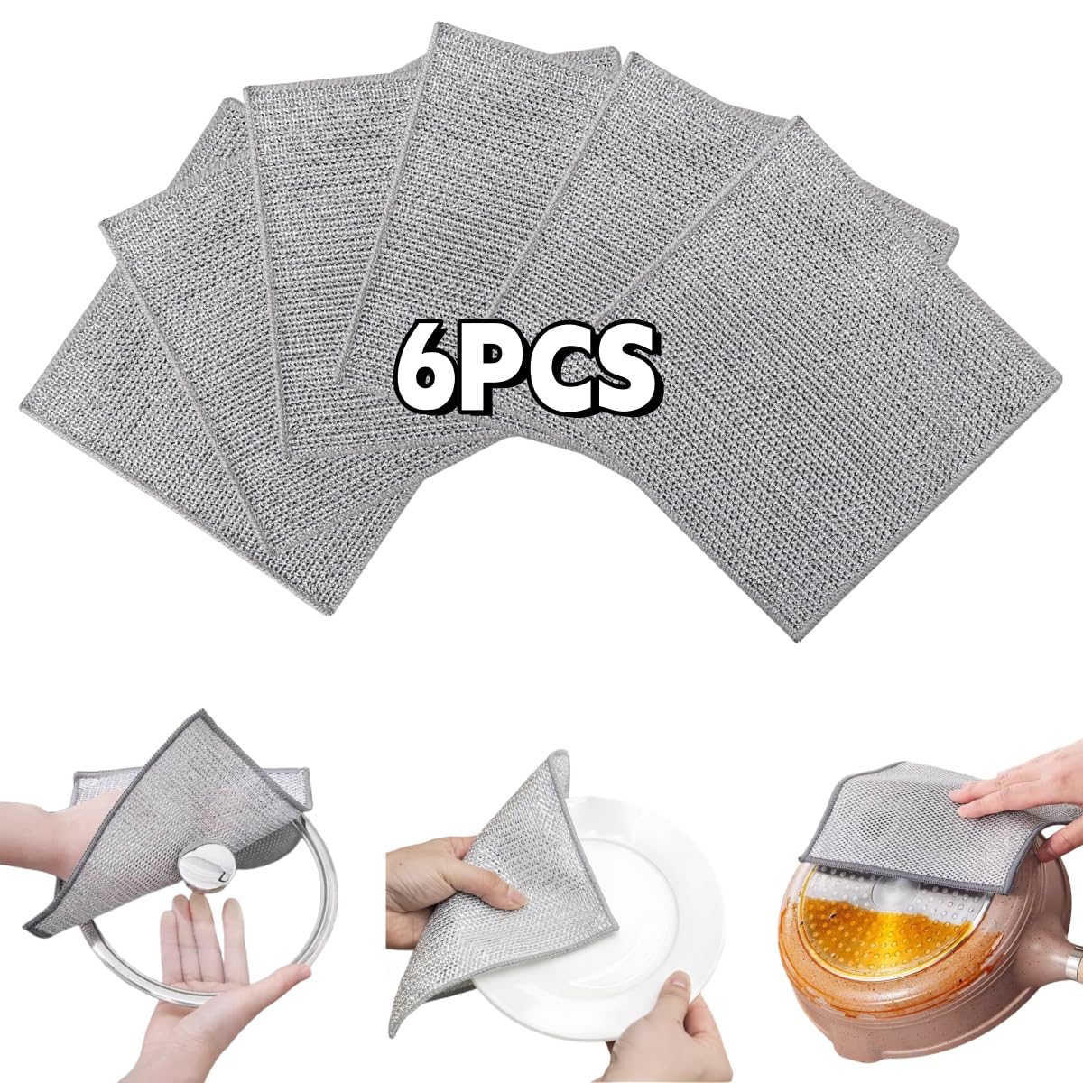 Non Scratch Wire Dishcloth for Washing Dishes (6 Count)