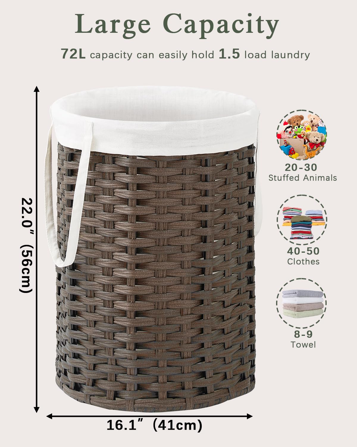 Laundry Hamper Laundry Basket Round 19.0Gal