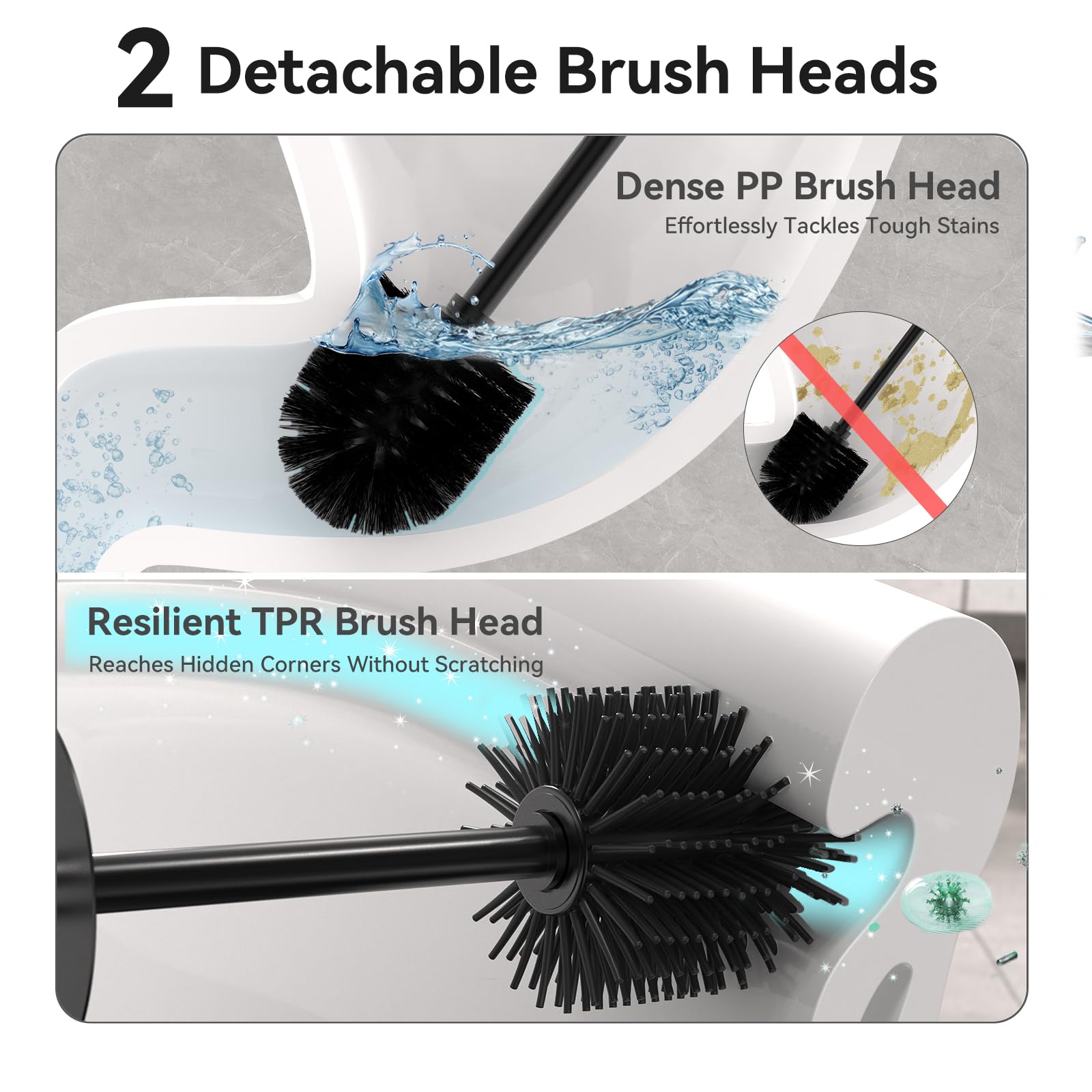 Toilet Bowl Brush and Holder for Bathroom