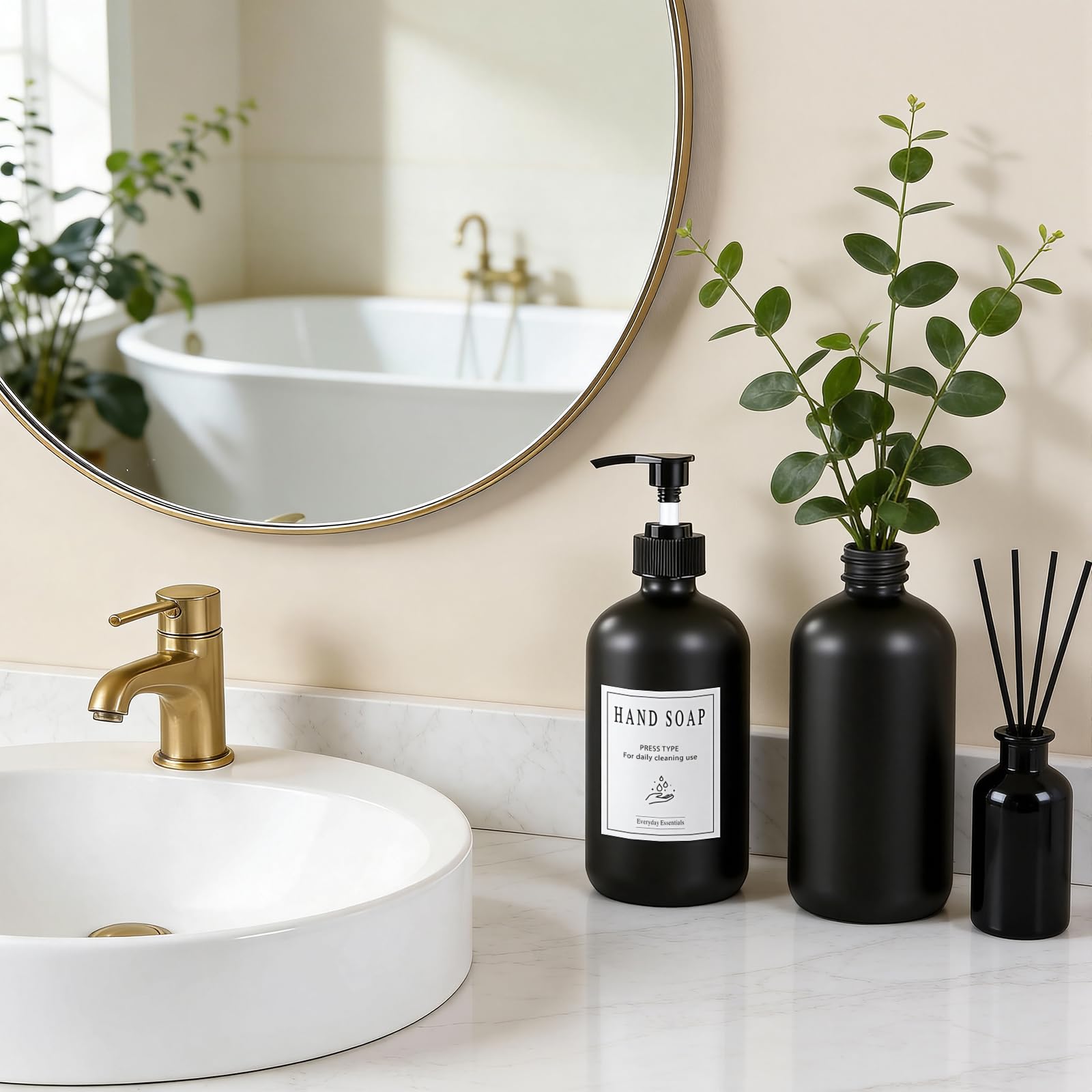 12 Pack 16oz Black Glass Soap Dispensers with Pump (12 Count)