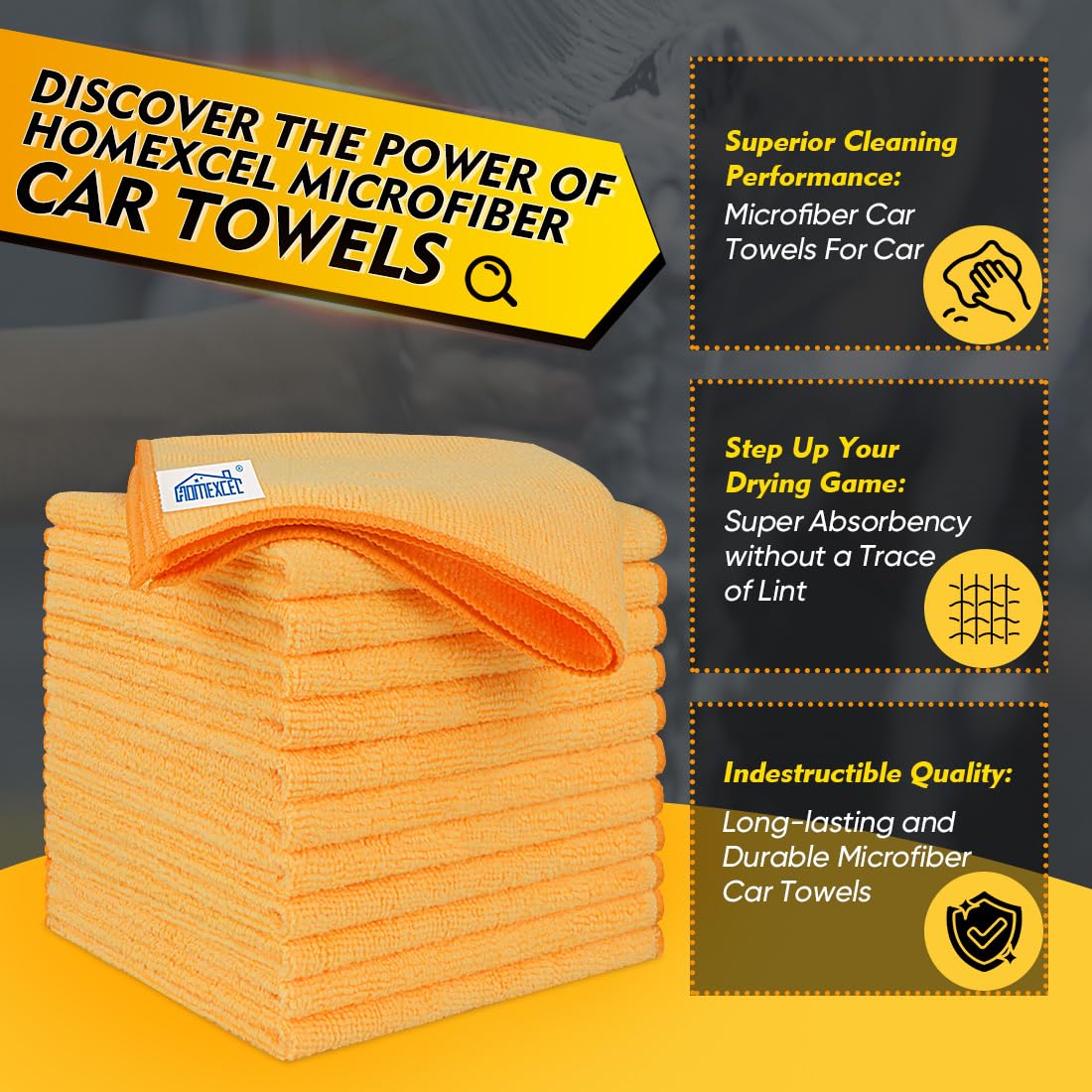 Yellow Microfiber Cleaning Cloths 12 Pack (12 Count)