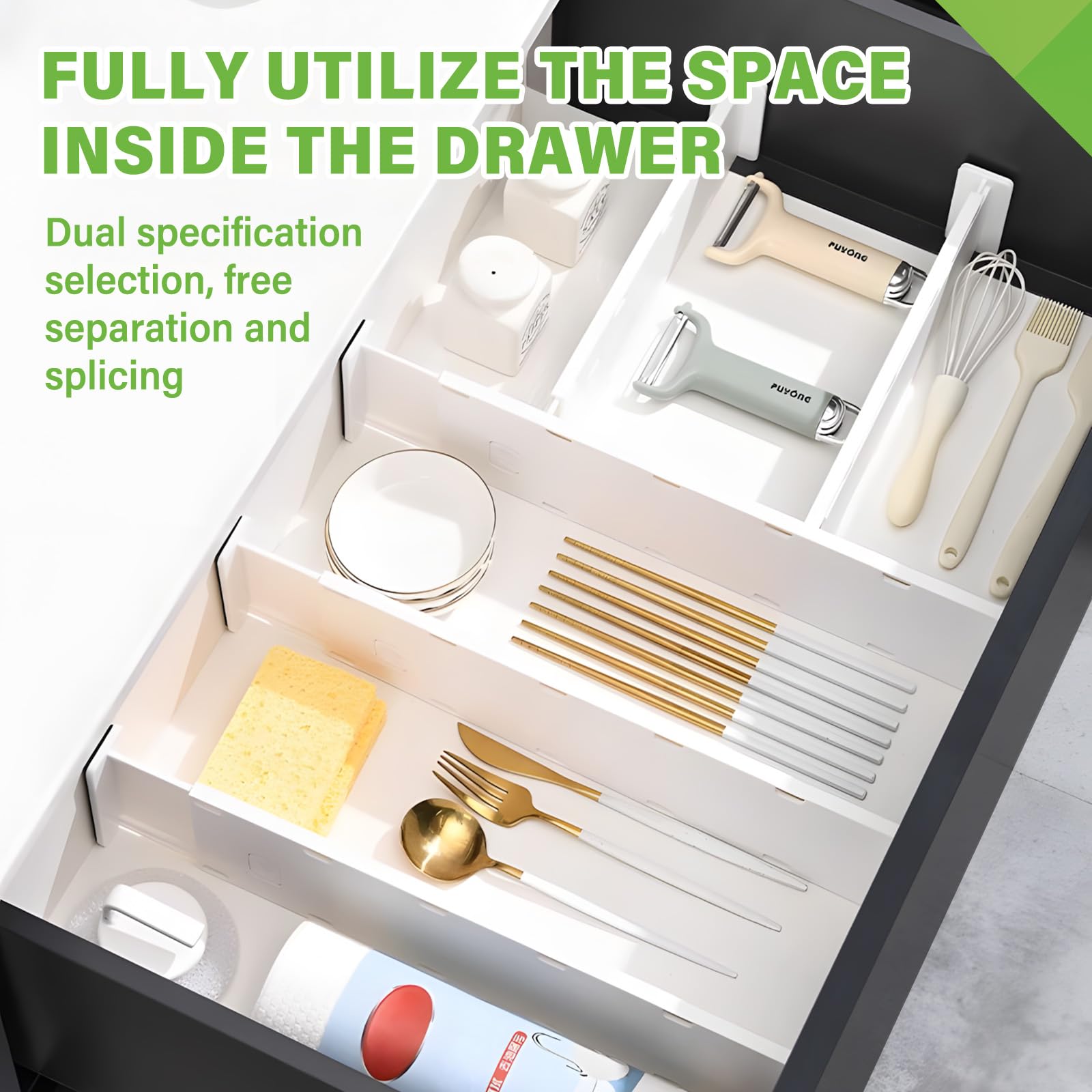 5 Pack Drawer Dividers 3.2" High Slim Organizers Expandable 10.8