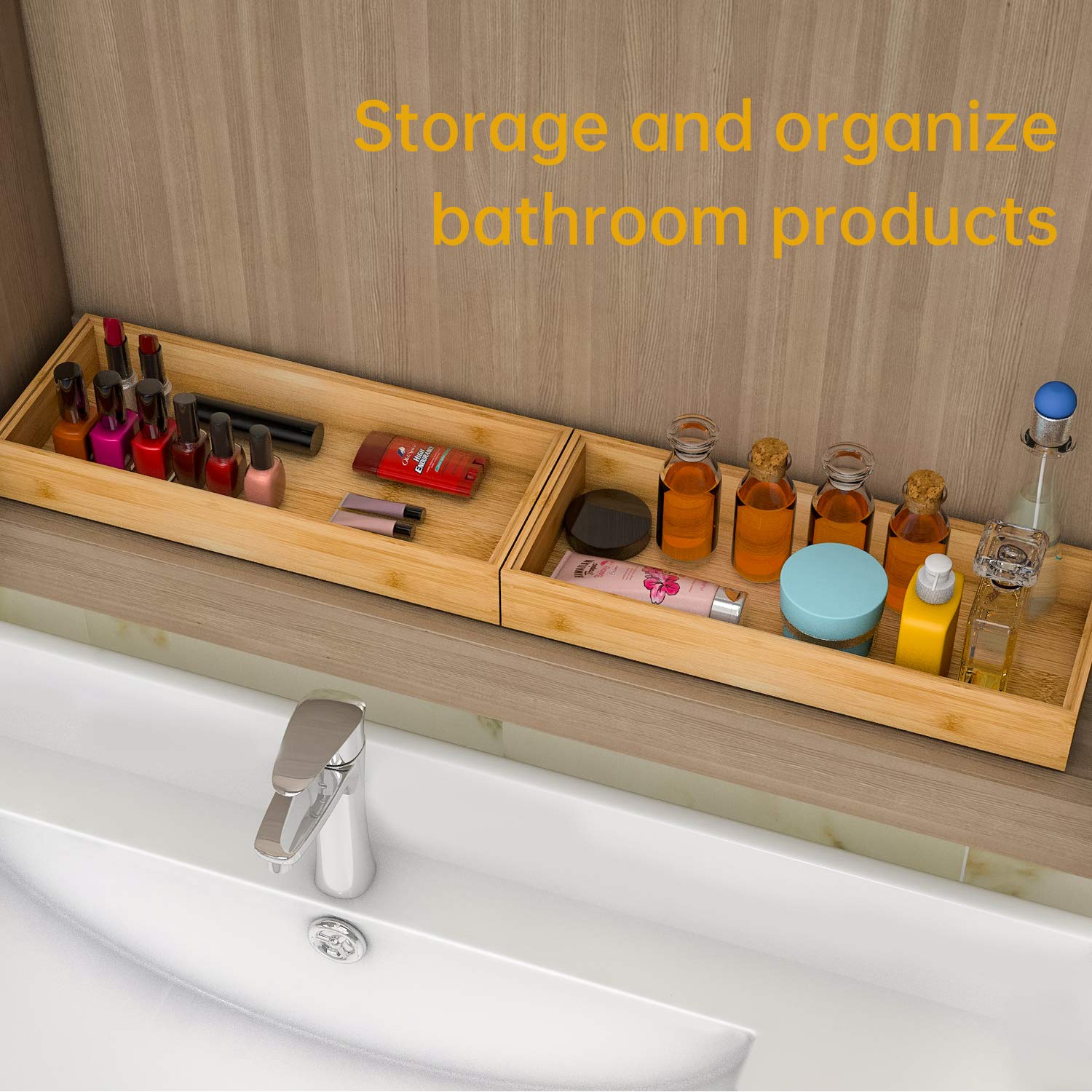 Bamboo Kitchen Drawer Organizer 15"x 6" (2 Count)