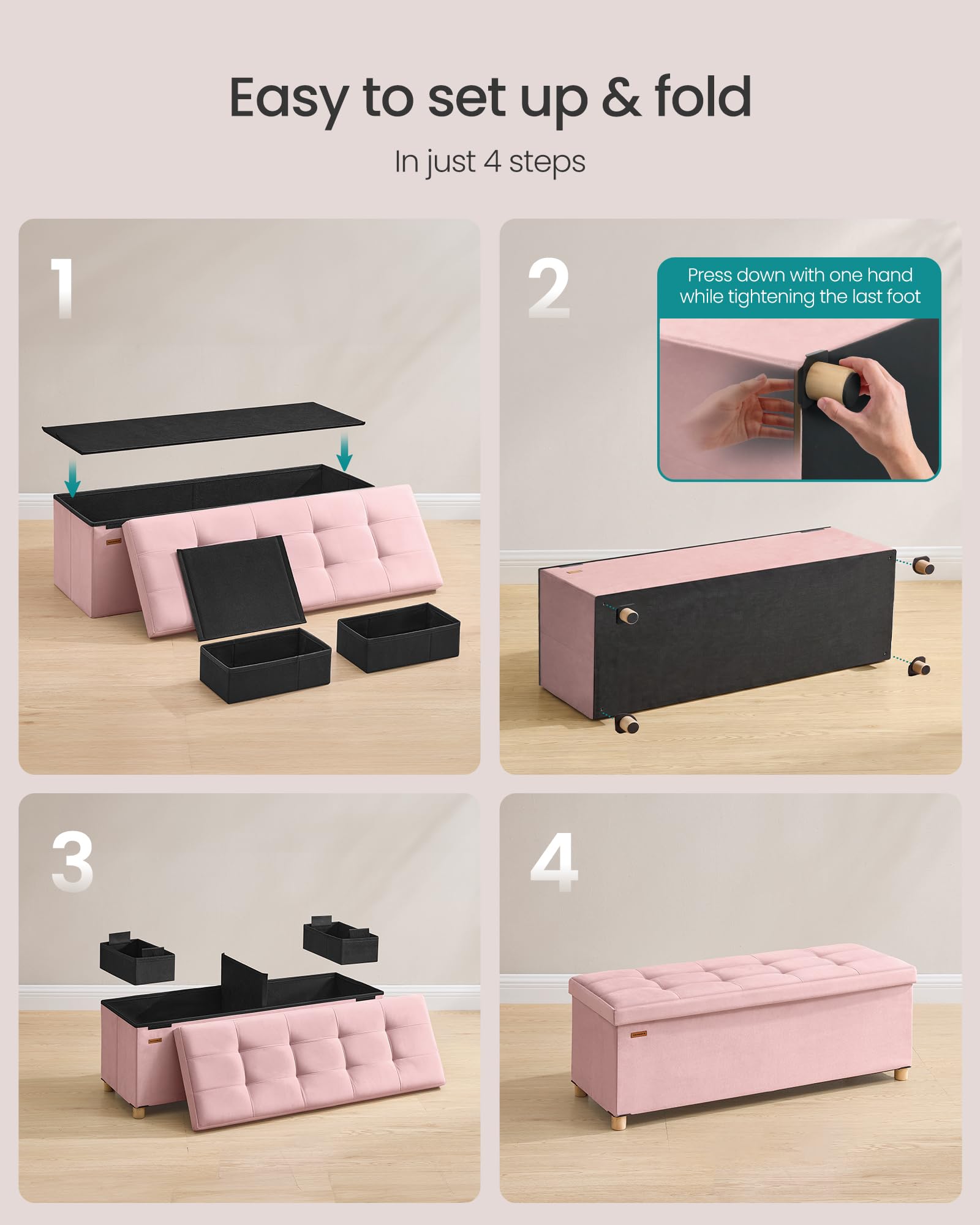 Storage Ottoman Bench with Legs