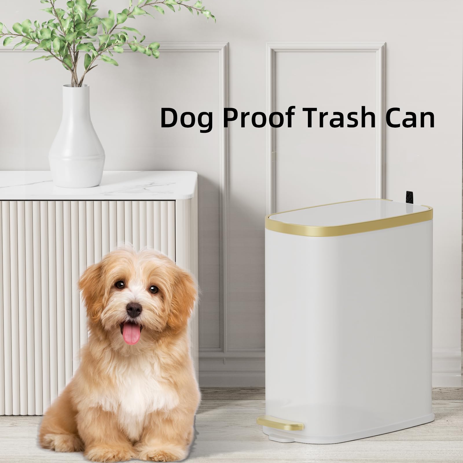 Small Bathroom Trash Can with Lid Soft Close