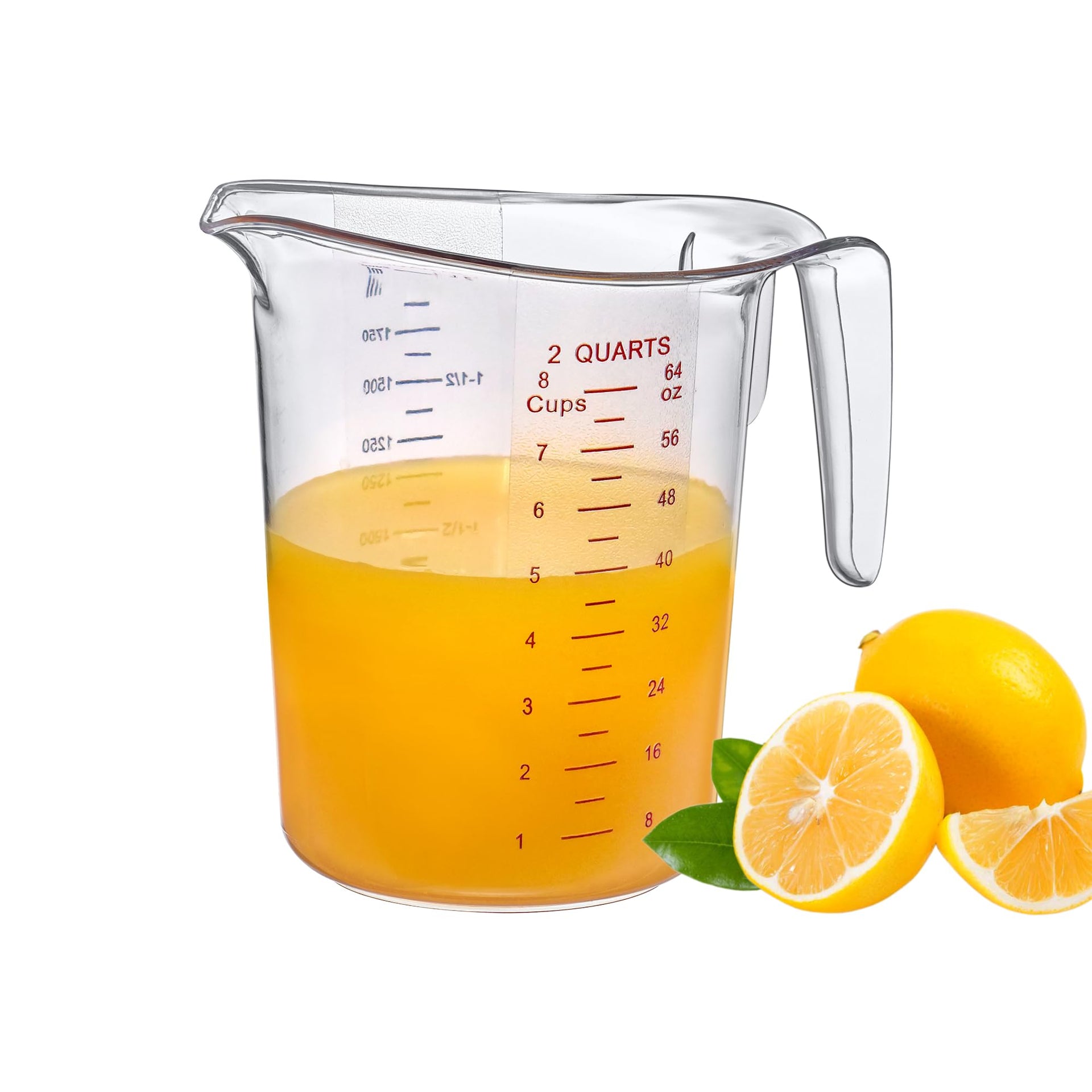 Melissa - 64-Ounce Plastic Measuring Pitcher (1-Pack), 8-Cup (2-Quart) Food-Grade Measuring Jug, Unbreakable, Stackable, Dishwasher-Safe, Great for Oil, Vinegar, Flour, and More