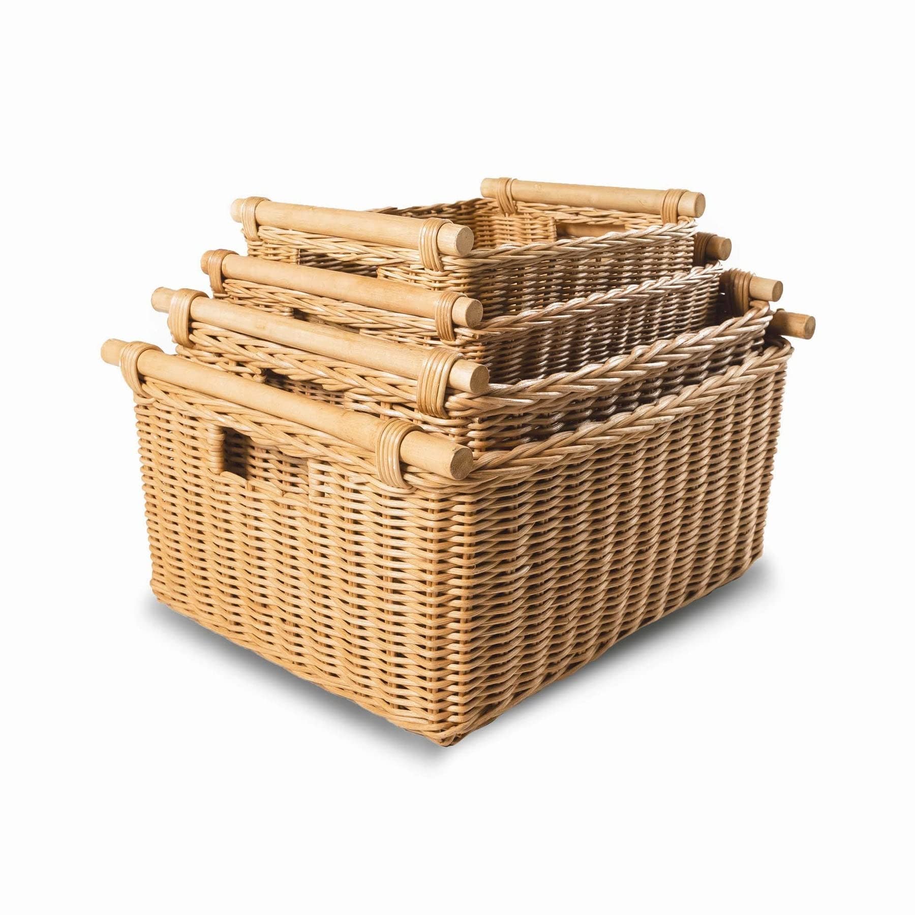 Pole Handle Wicker Storage Basket