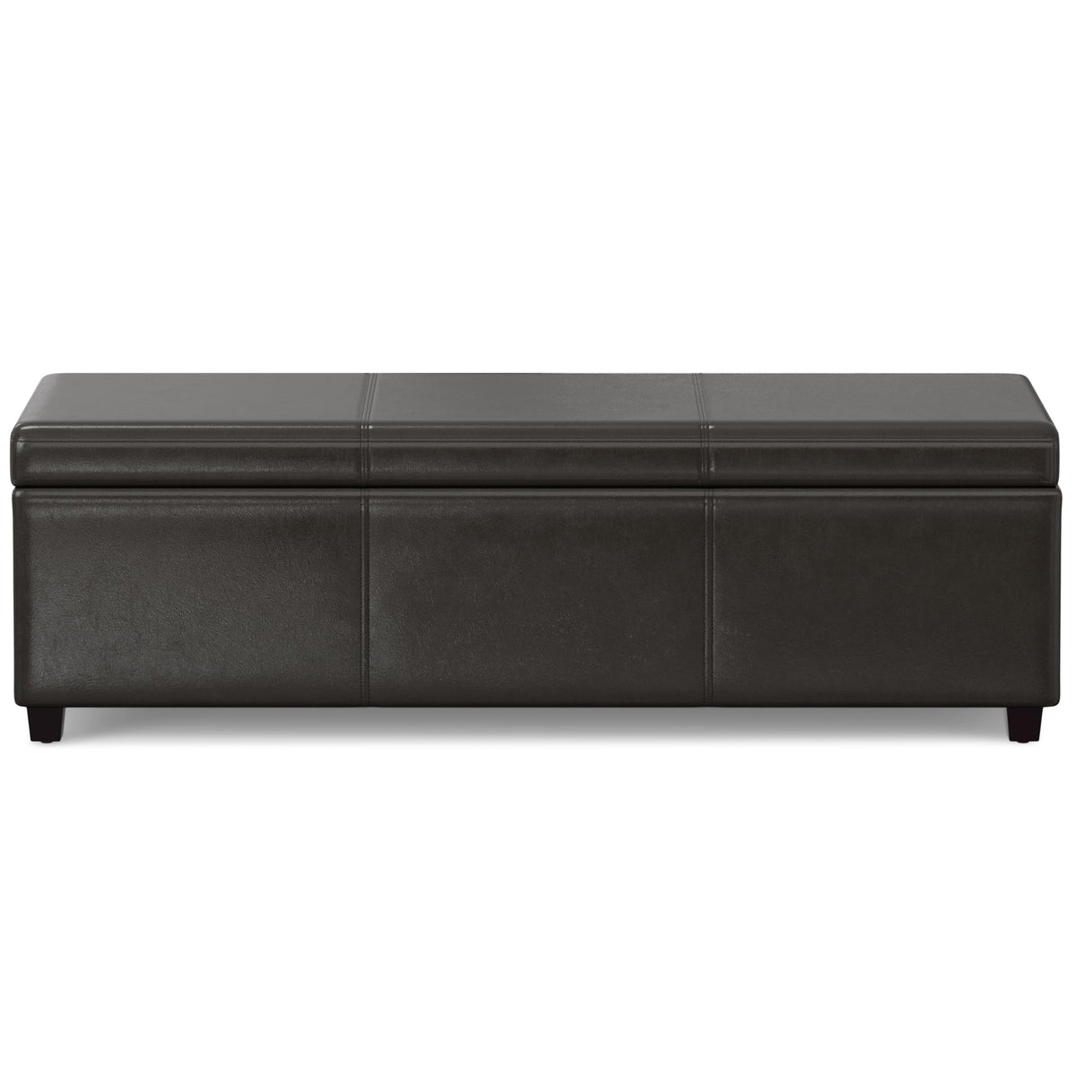 Avalon 54" Wide Vegan Leather Storage Ottoman in Tanners Brown