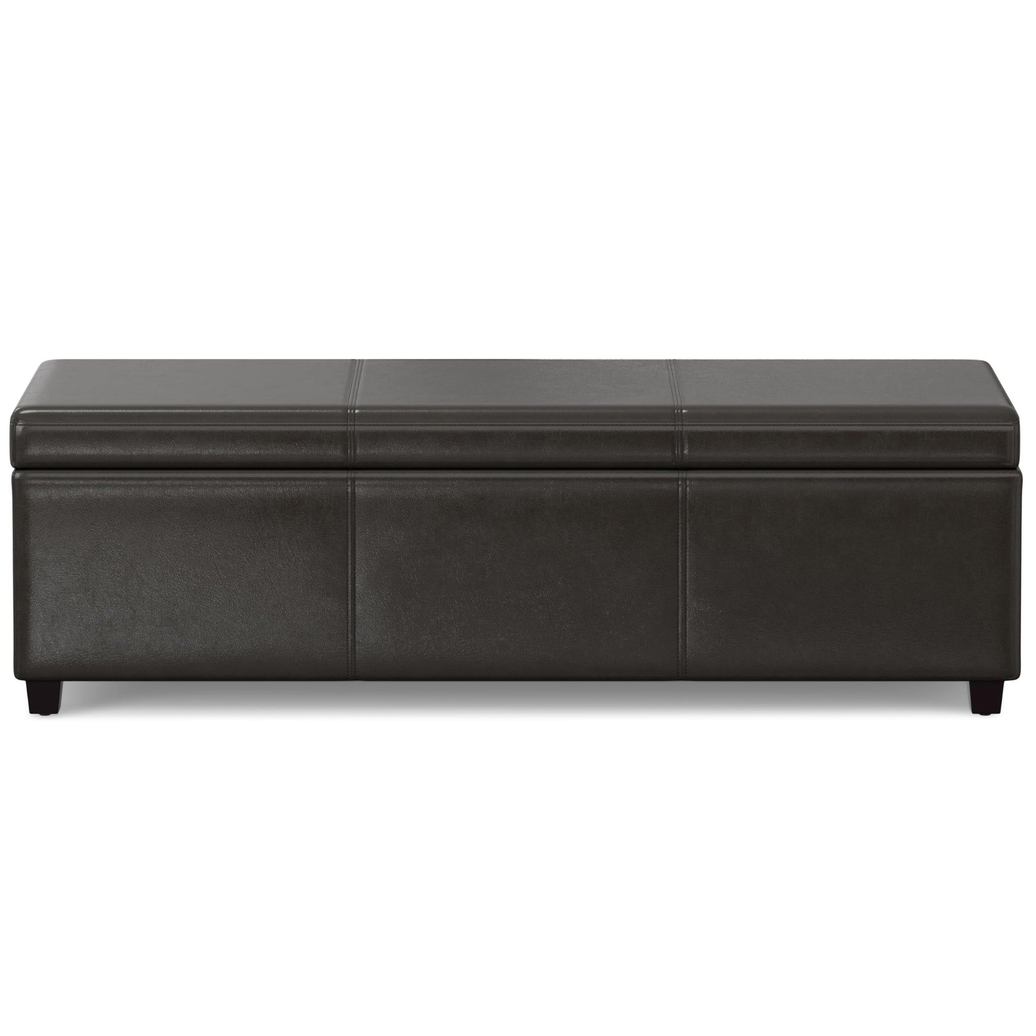 Avalon 54" Wide Vegan Leather Storage Ottoman in Tanners Brown