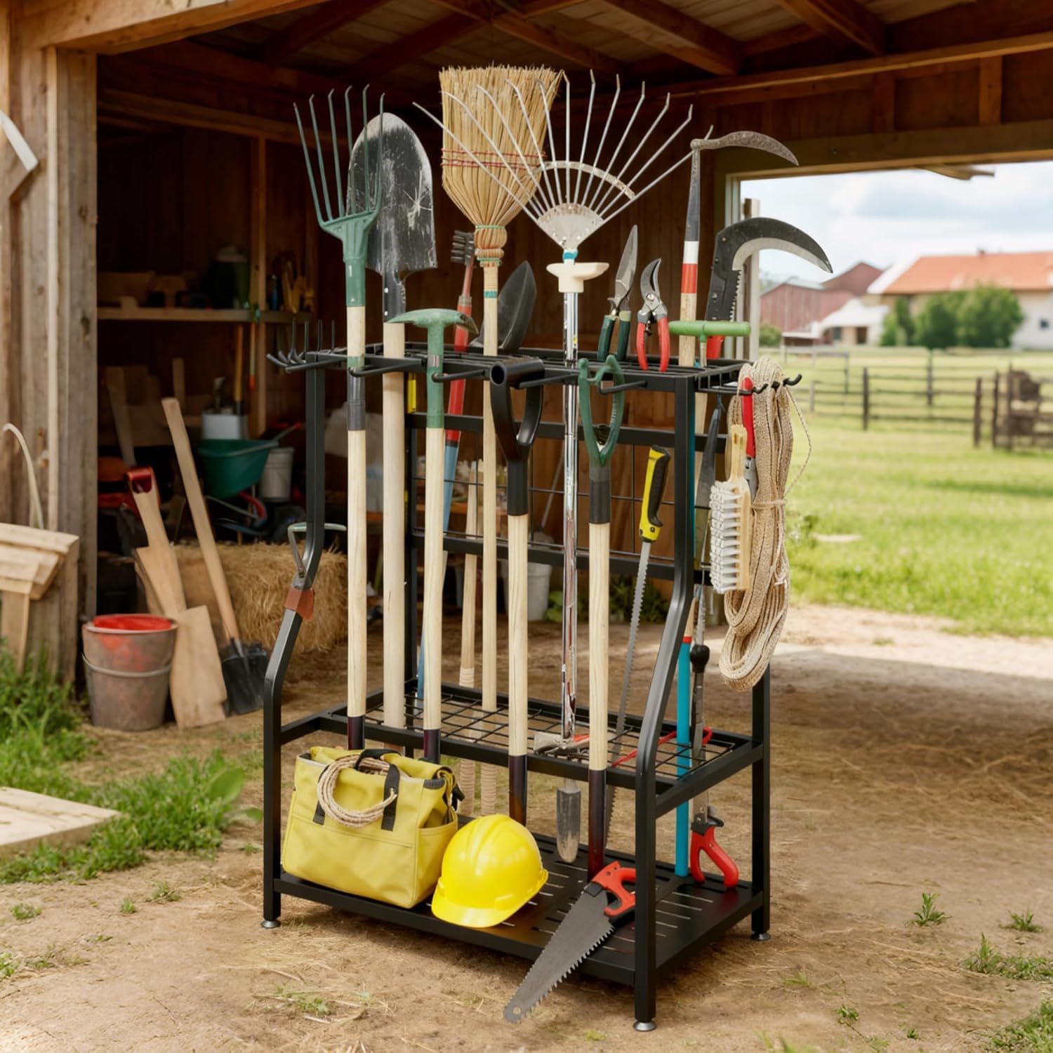 Garden Tool Organizer Yard Tool Tower Rack Shed Organization