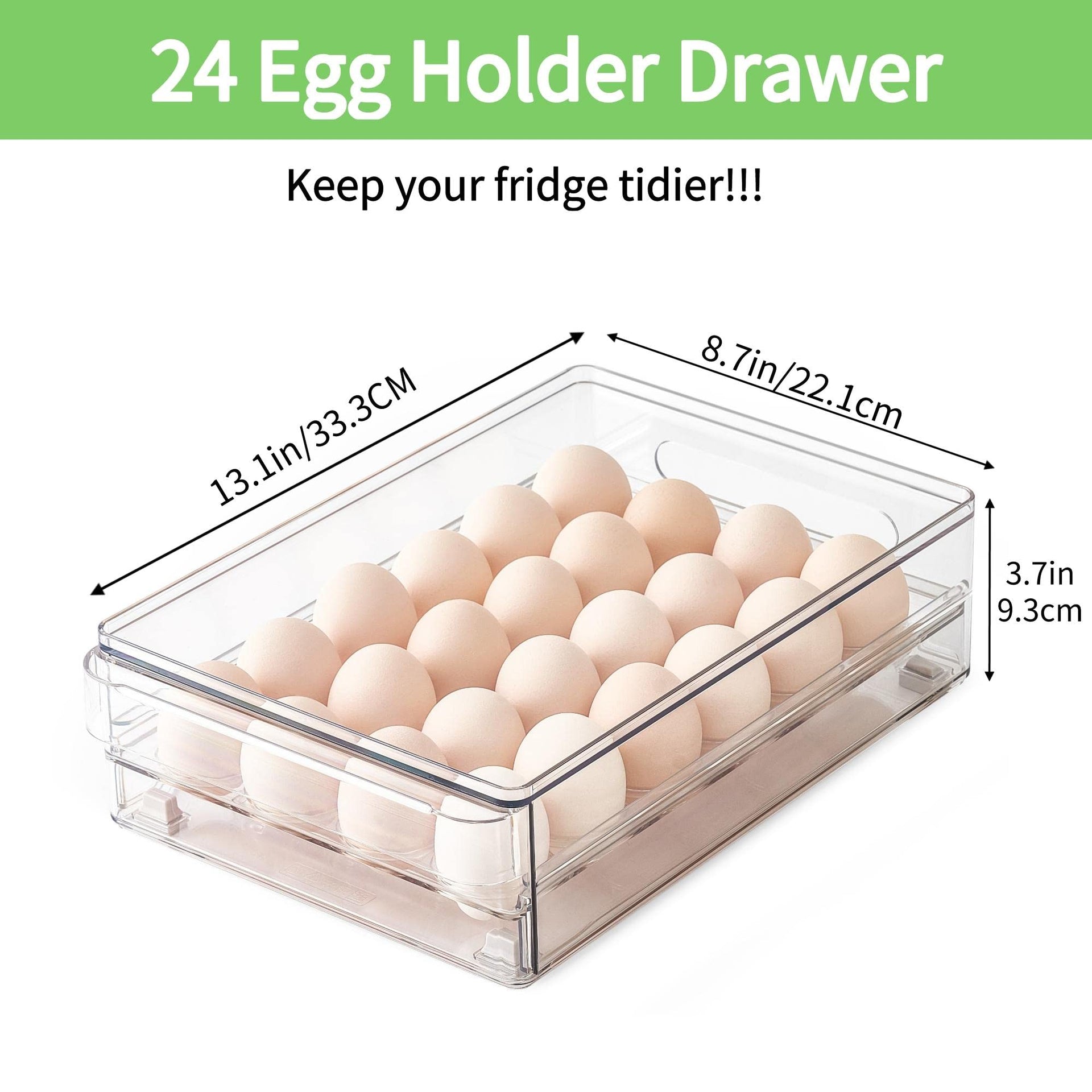 24 Capacity Egg Holder for Refrigerator Organizer Bins