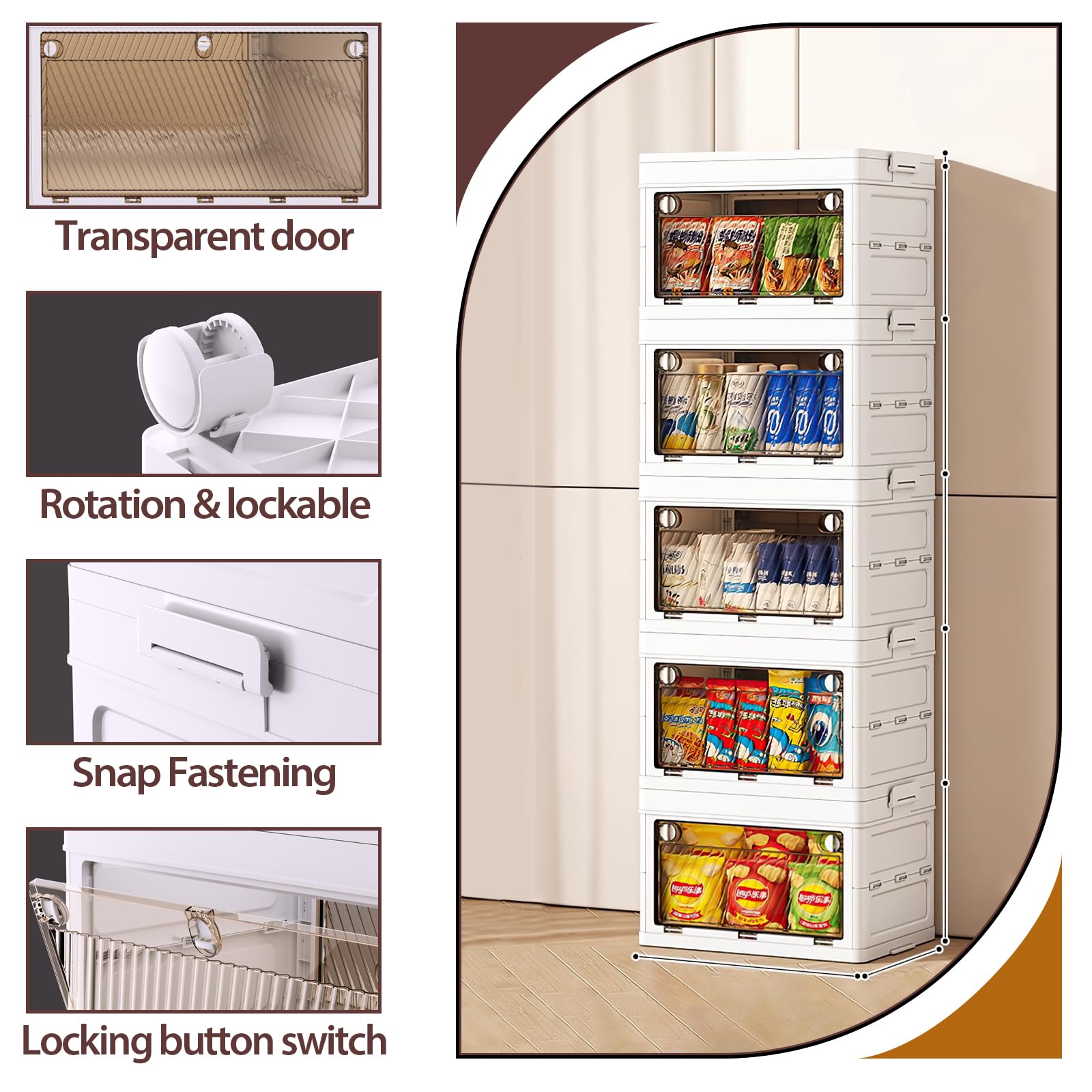 5 Tier Stackable Plastic Storage Bins