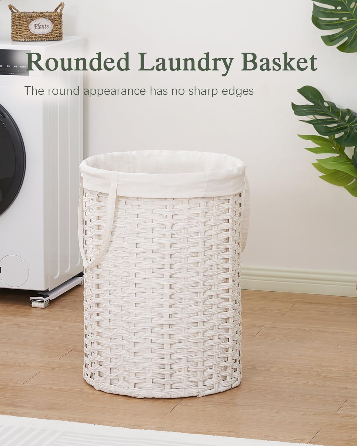 Laundry Basket Round PE Rattan Laundry Hamper
