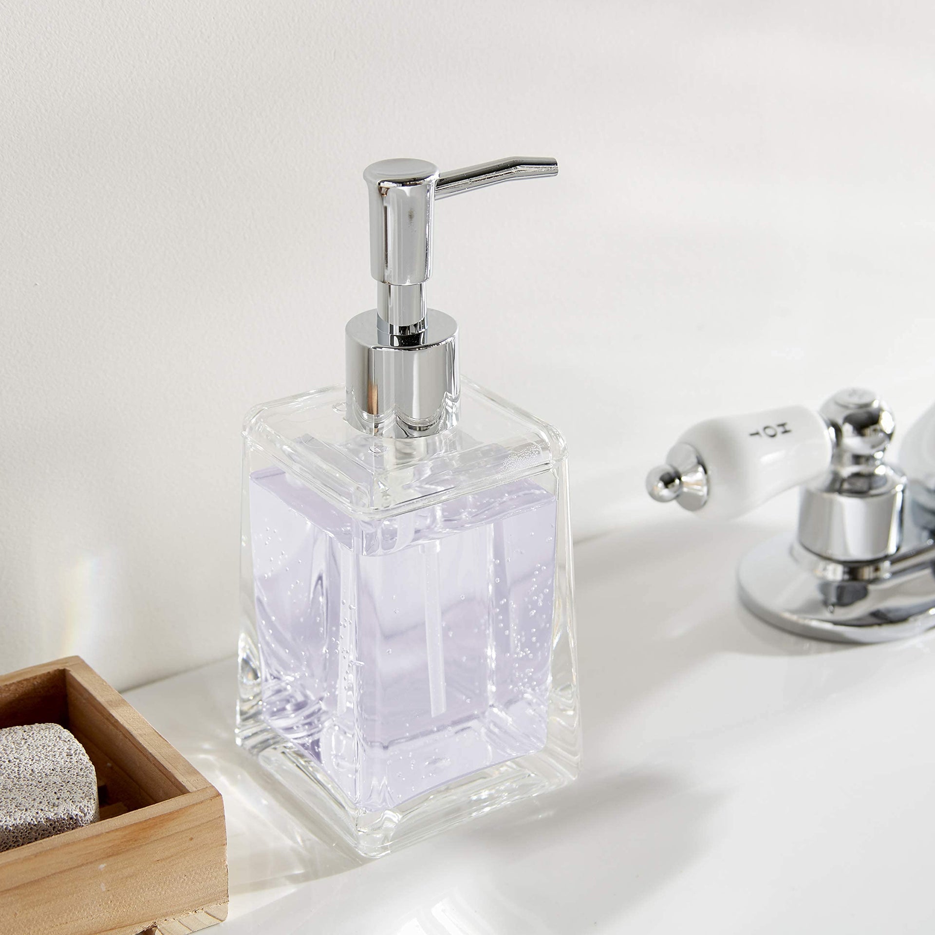 Clear Square Tapered Soap Dispenser Crystal Clear Acrylic