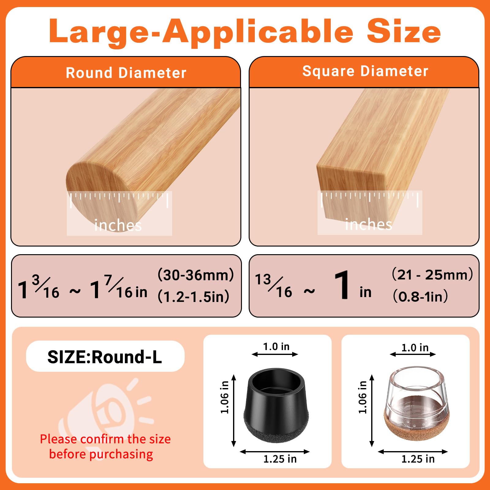 Round Chair Leg Floor Protectors for Hardwood Floors Large 24pcs (24 Count)