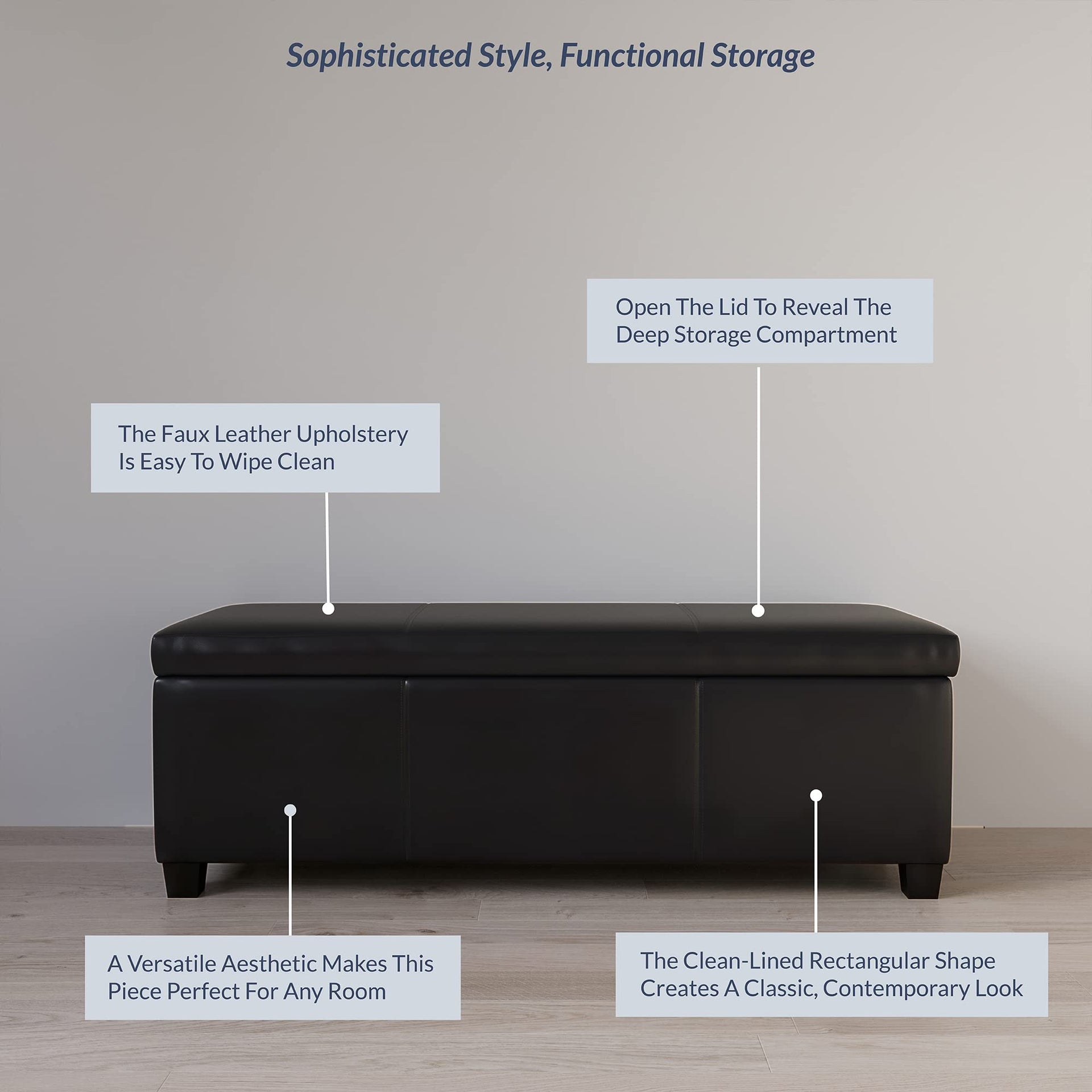 Storage Faux Leather Ottoman