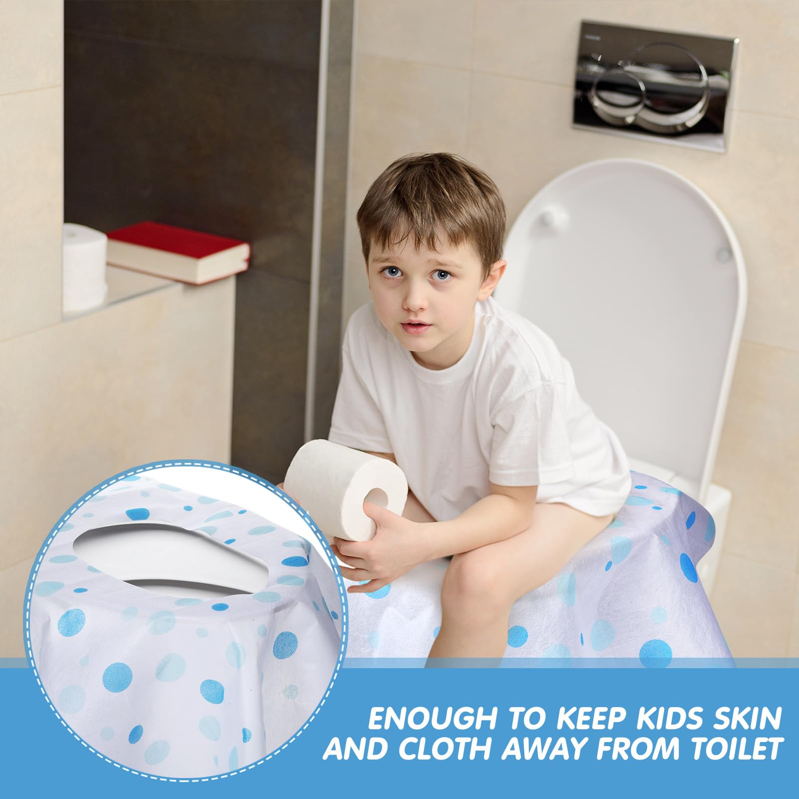 50 Packs Disposable Toilet Seat Covers Extra Large Individually Wrapped for Kids and Adults