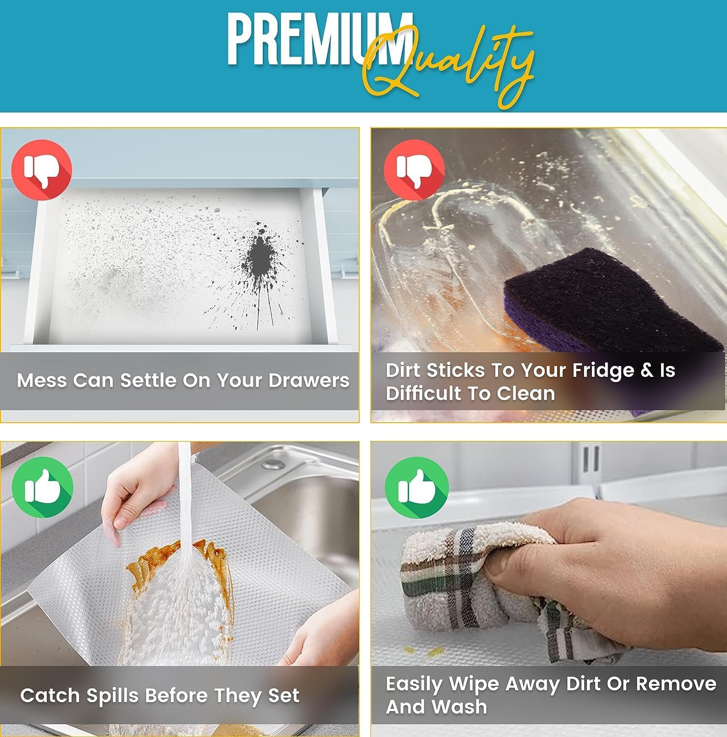 Refrigerator Liners for Shelves by Linda’s Essentials (9.83 Sq Ft)