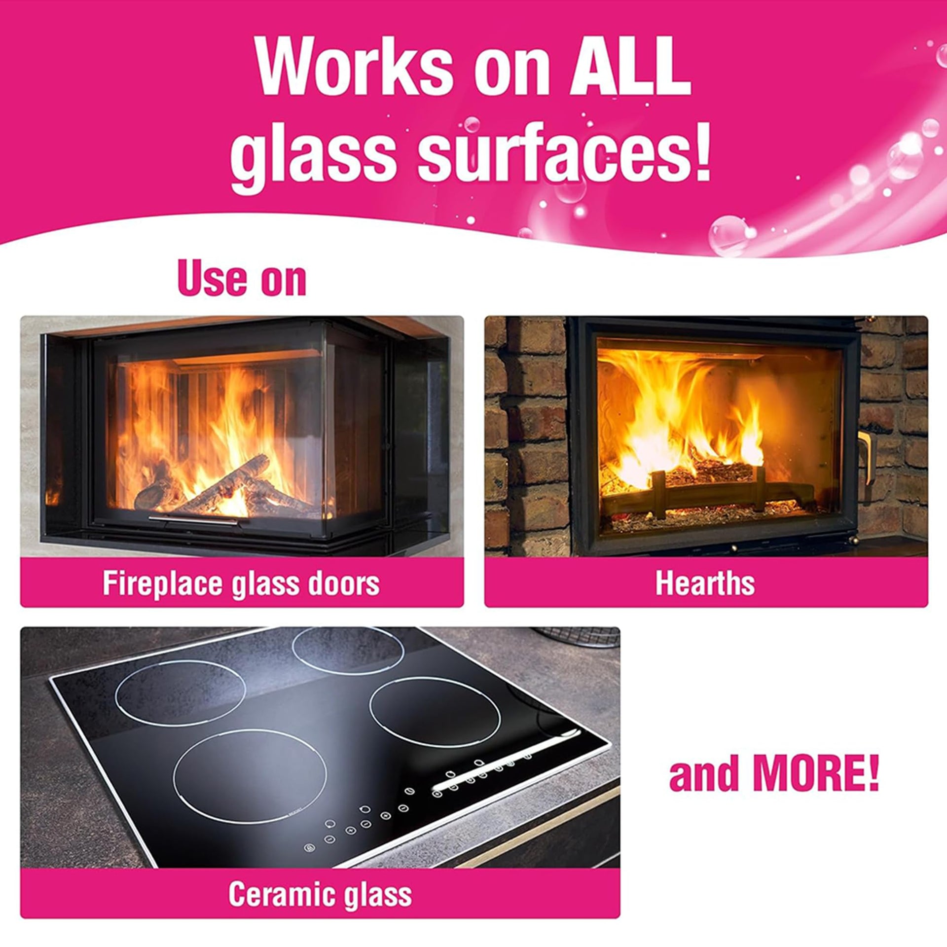 Quick N Brite Fireplace Glass Cleaner Kit with Cloth and Sponge (16 Fl Oz)