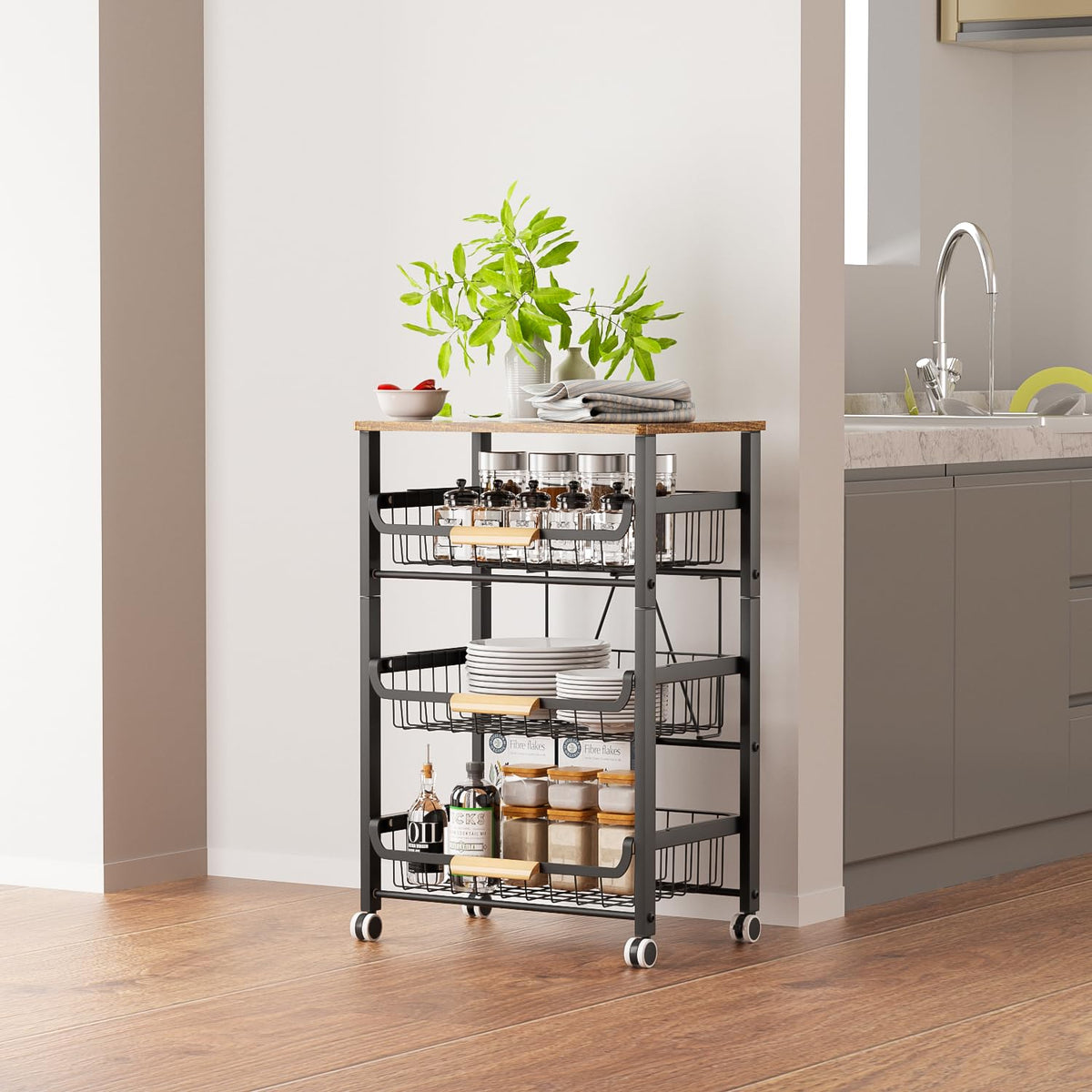 4 Layer Fruit Basket Kitchen Food Organizer and Rack