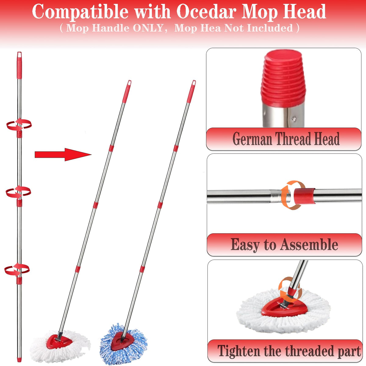Spin Mop Replacement Handle (2 Count)